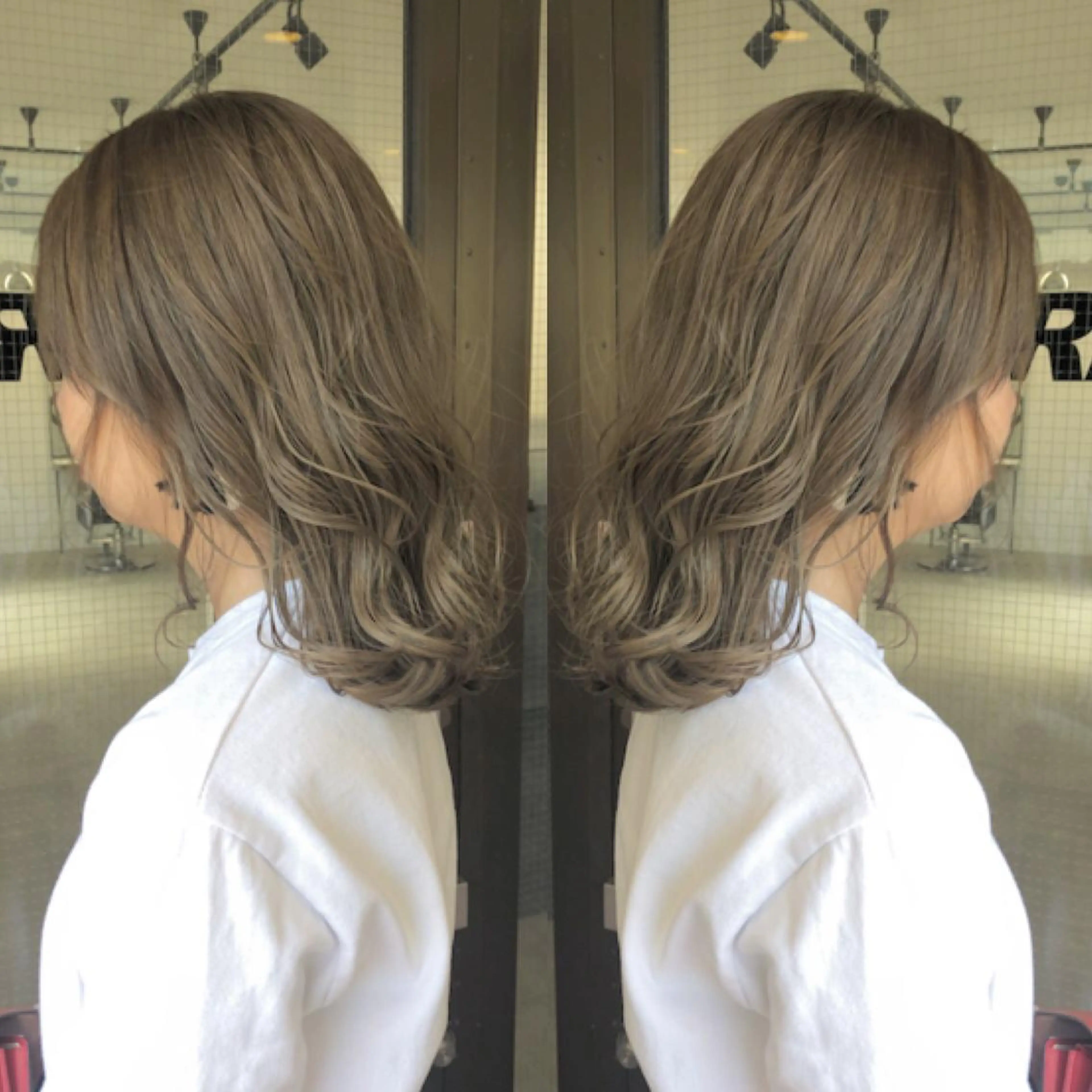 セミロング カラー ベージュカラー ブリーチ 透明感カラー ミルクティーベージュ 🤍2nd🤍田所 美希のヘアスタイル