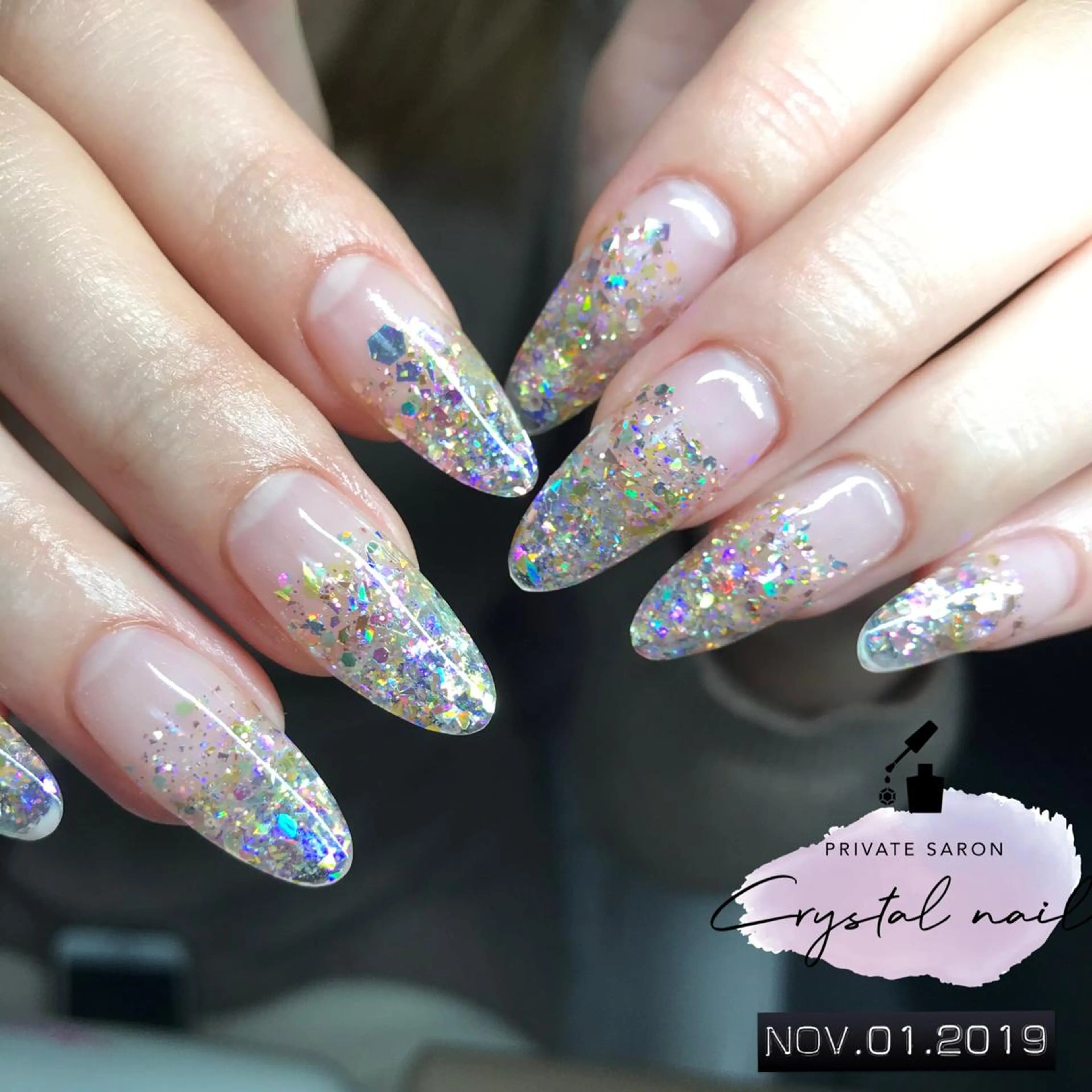 ネイル グラデーション ラメ(グリッター) ラメグラデーション スカルプネイル SCENERY NAILのネイルデザイン