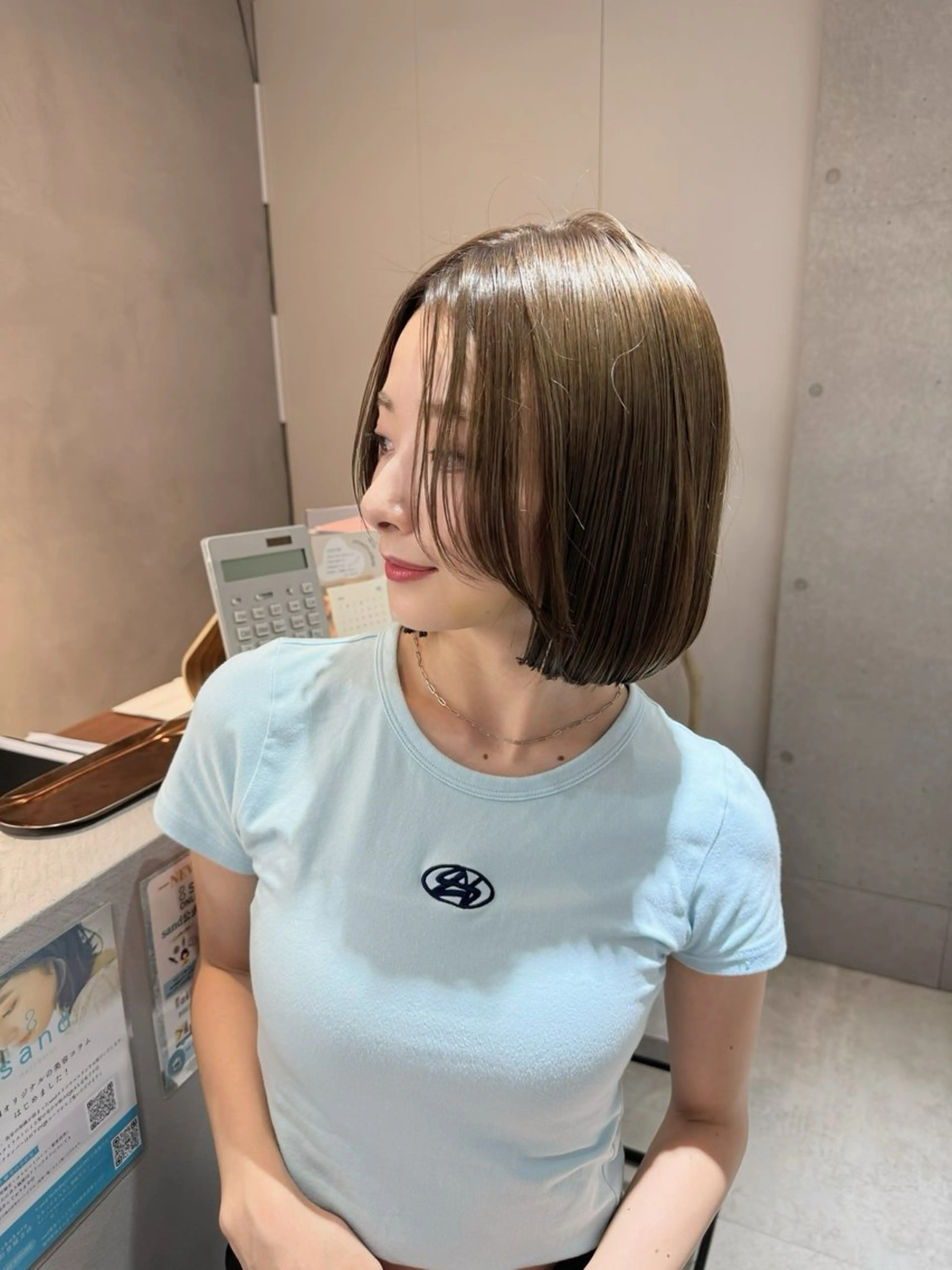 ショート カラー ボブ/地毛風縮毛矯正 茉青🤍新宿代々木のヘアスタイル