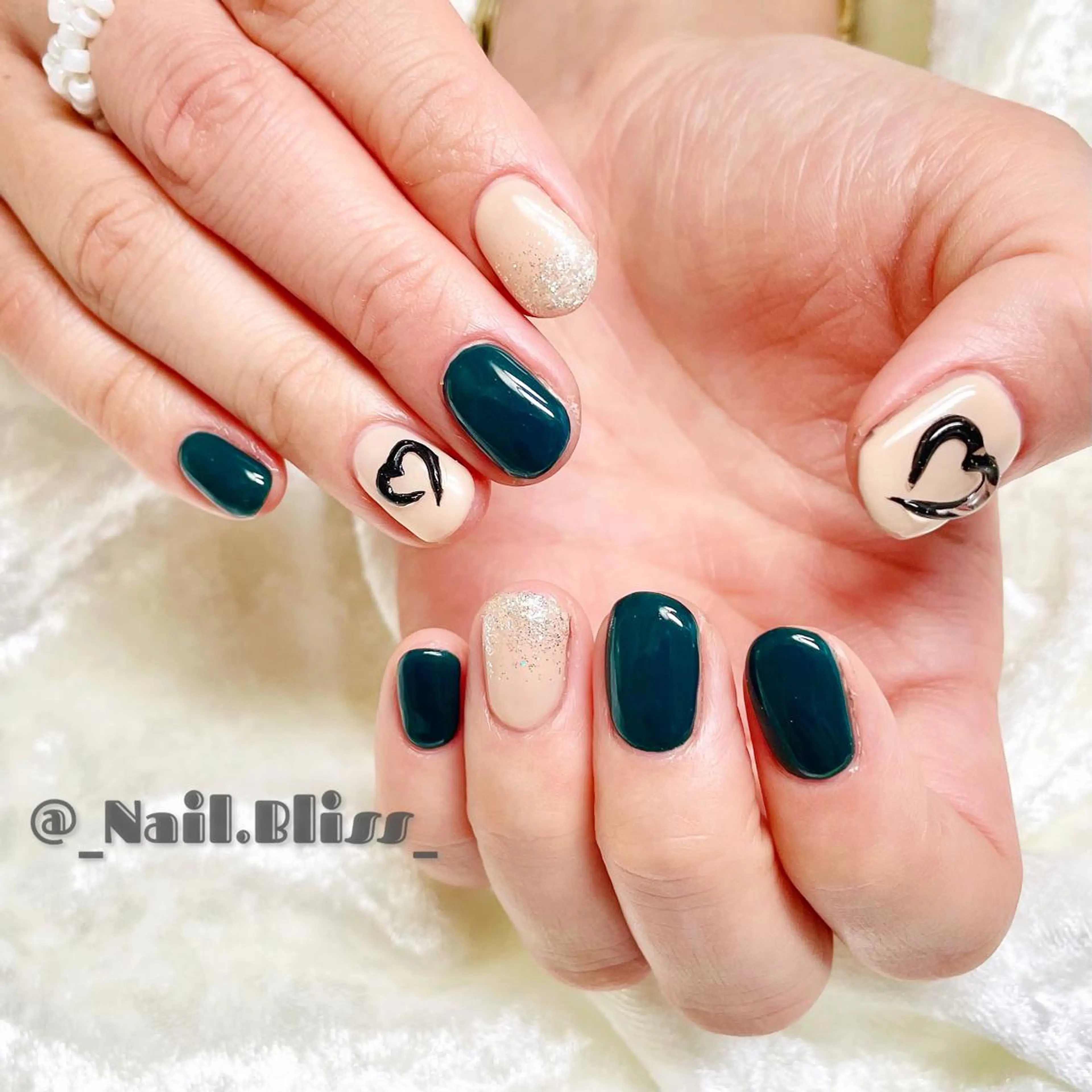 ネイル ハート ぷっくりネイル ハンドネイル NAIL BLISSのネイルデザイン