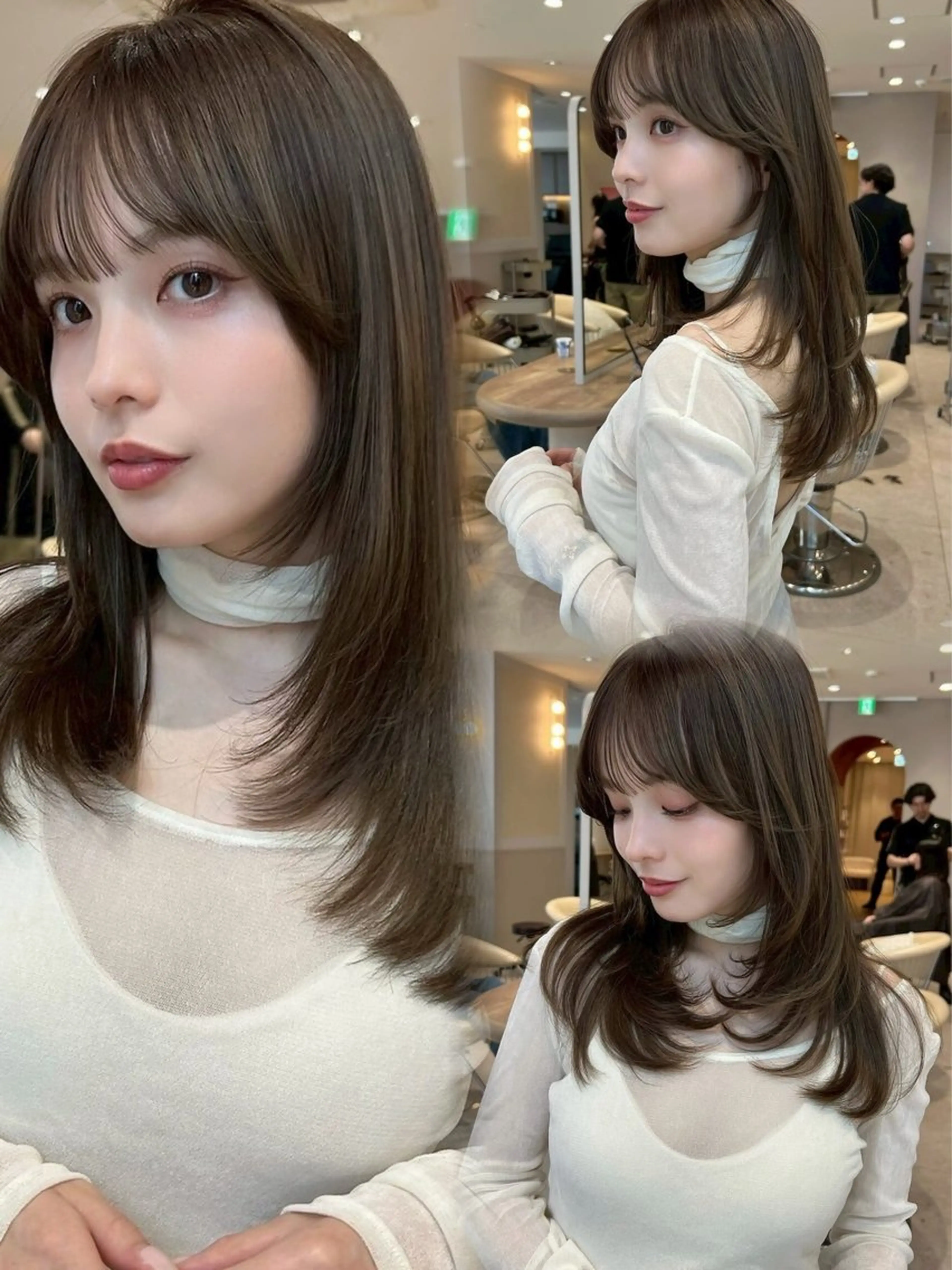 ロング カラー 顔まわりレイヤー 髪質改善 韓国風ヘア レイヤーカット トリートメント カット ヘアカラー トリートメント Zina福岡天神🪞 髪質改善🪞レイヤーのヘアスタイル