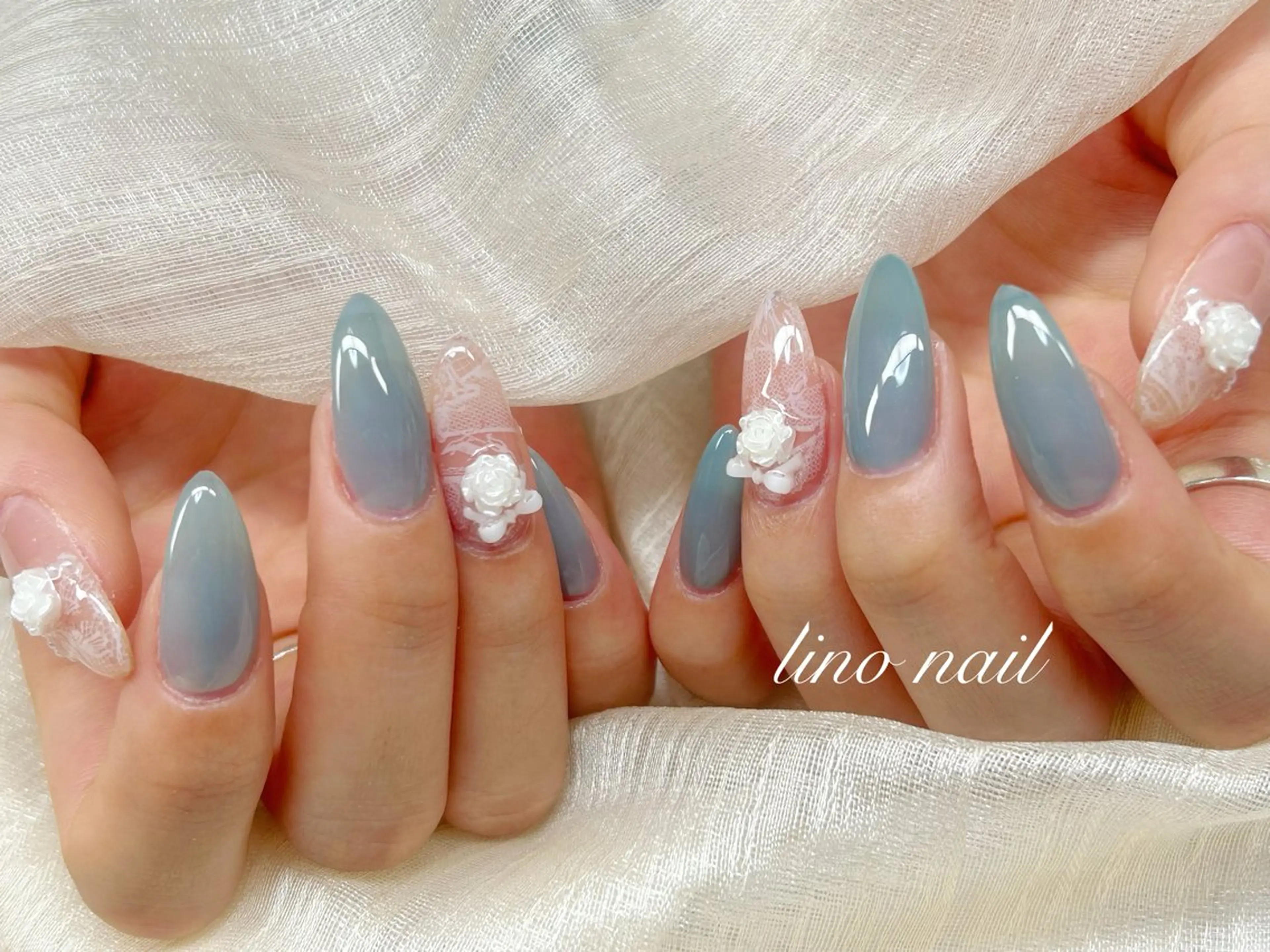 ネイル アートネイル チークネイル 成人式 入学式 長さ出し ハンドネイル Lino Nailのネイルデザイン