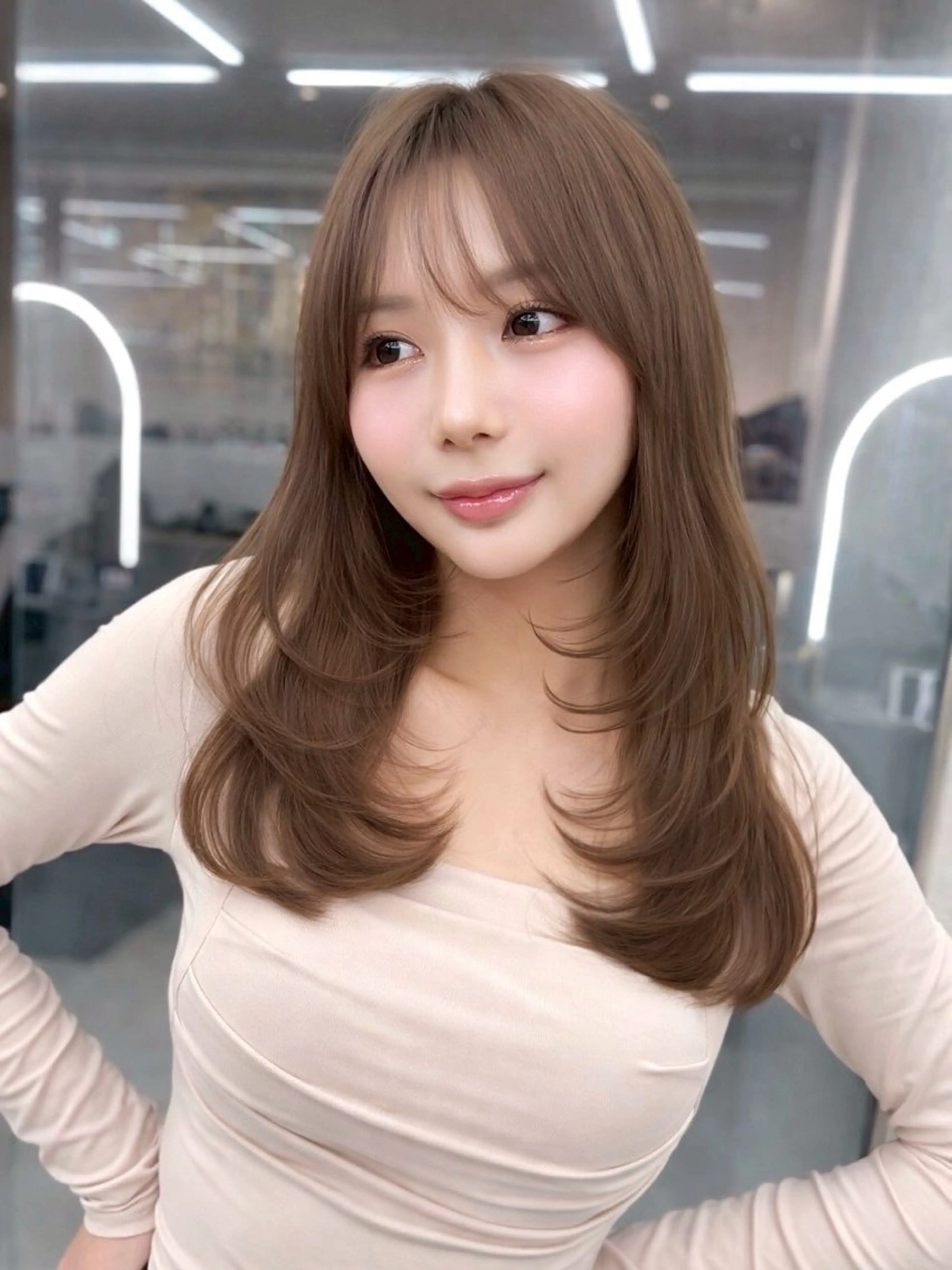 セミロング ヘアカラー mao 福岡美容師/韓国ヘアのヘアスタイル