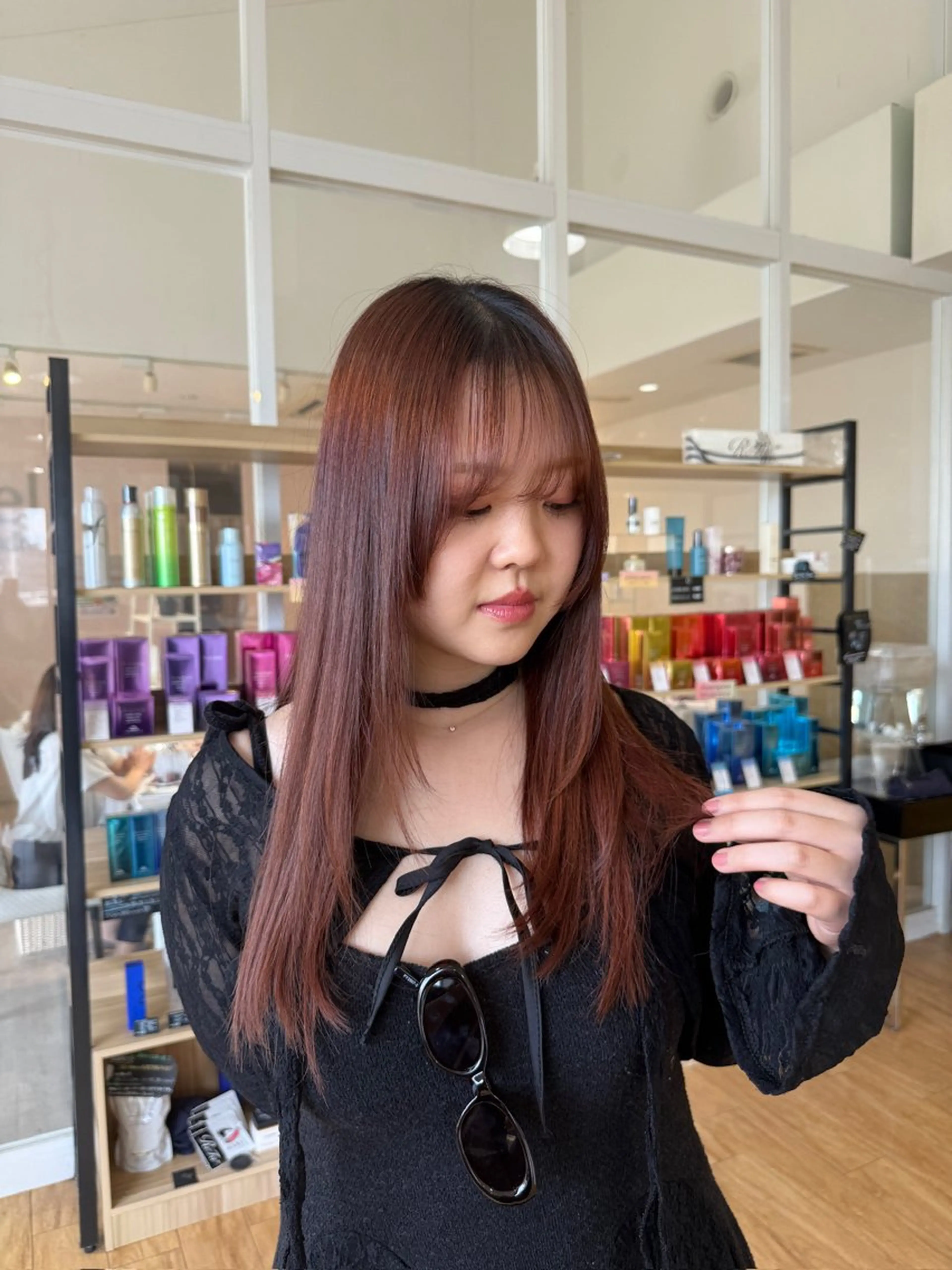 ロング カラー カット 縮毛矯正 鹿児島 聖来のヘアスタイル