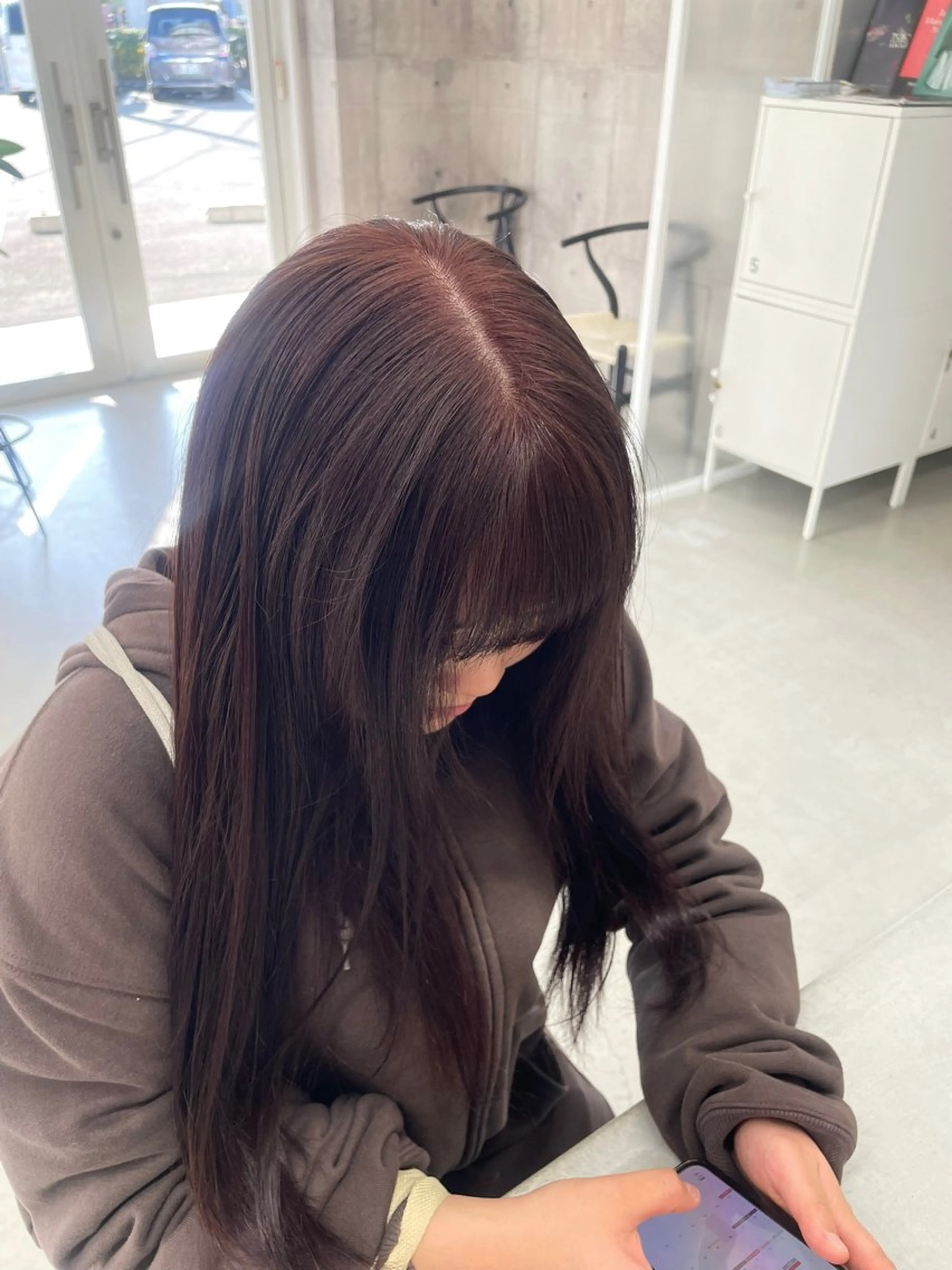 ロング カラー ブラウンカラー ピンクカラー ピンクブラウン ヘアカラー トリートメント 松村 友里圭のヘアスタイル