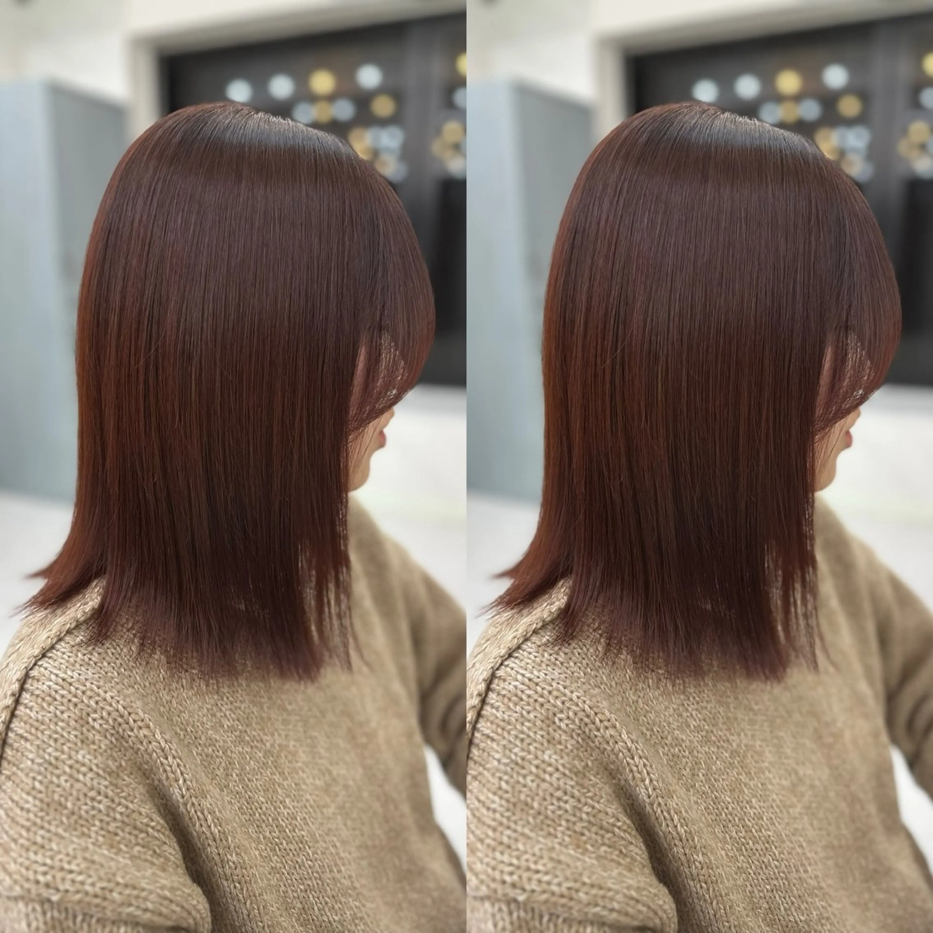 ミディアム ヘアカラー トリートメント 縮毛矯正×ボブ💎 髪質改善/木下のヘアスタイル