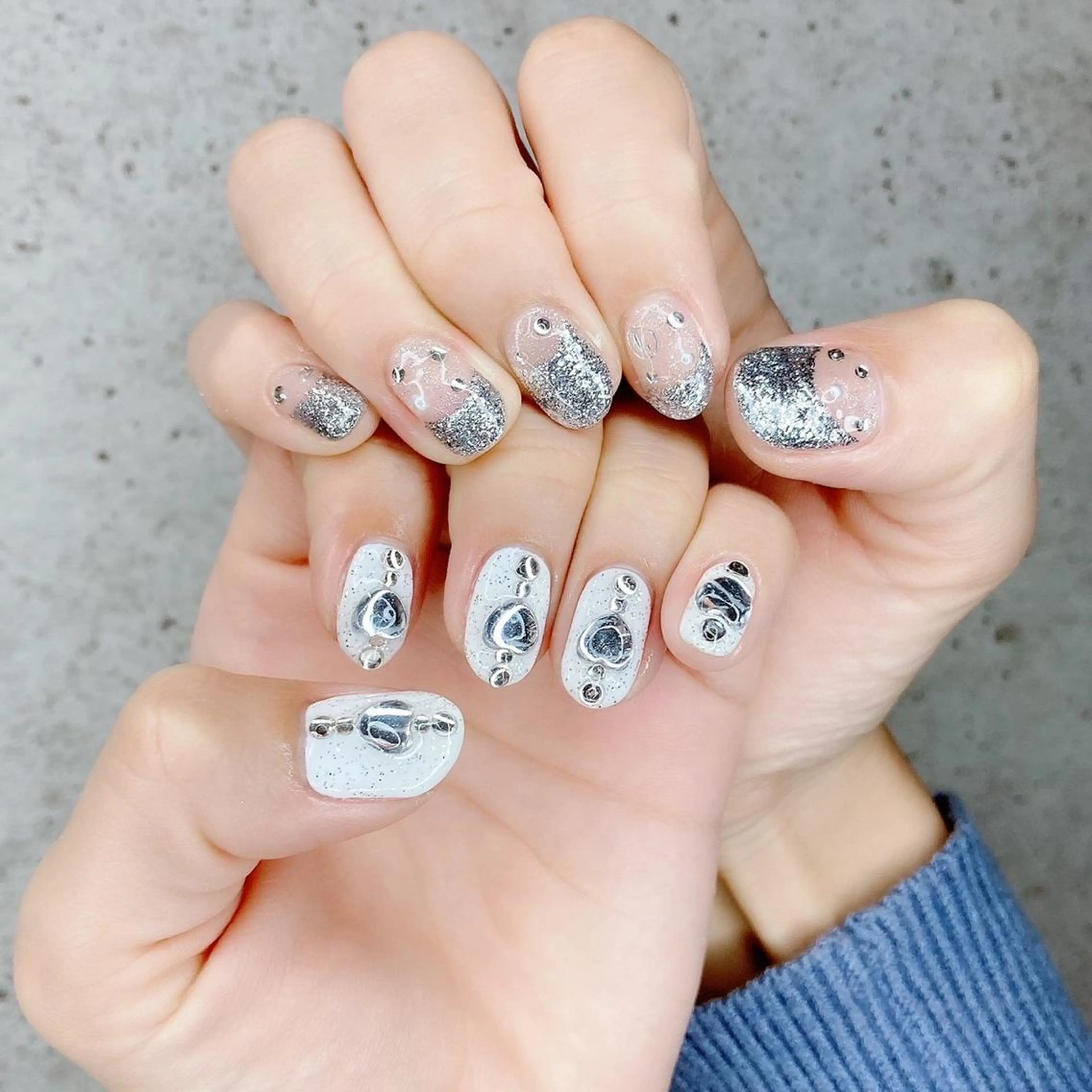 ネイル フレンチネイル ジェルネイル ハート キラキラネイル パラジェル ハンドネイル Salon Ｋのネイルデザイン