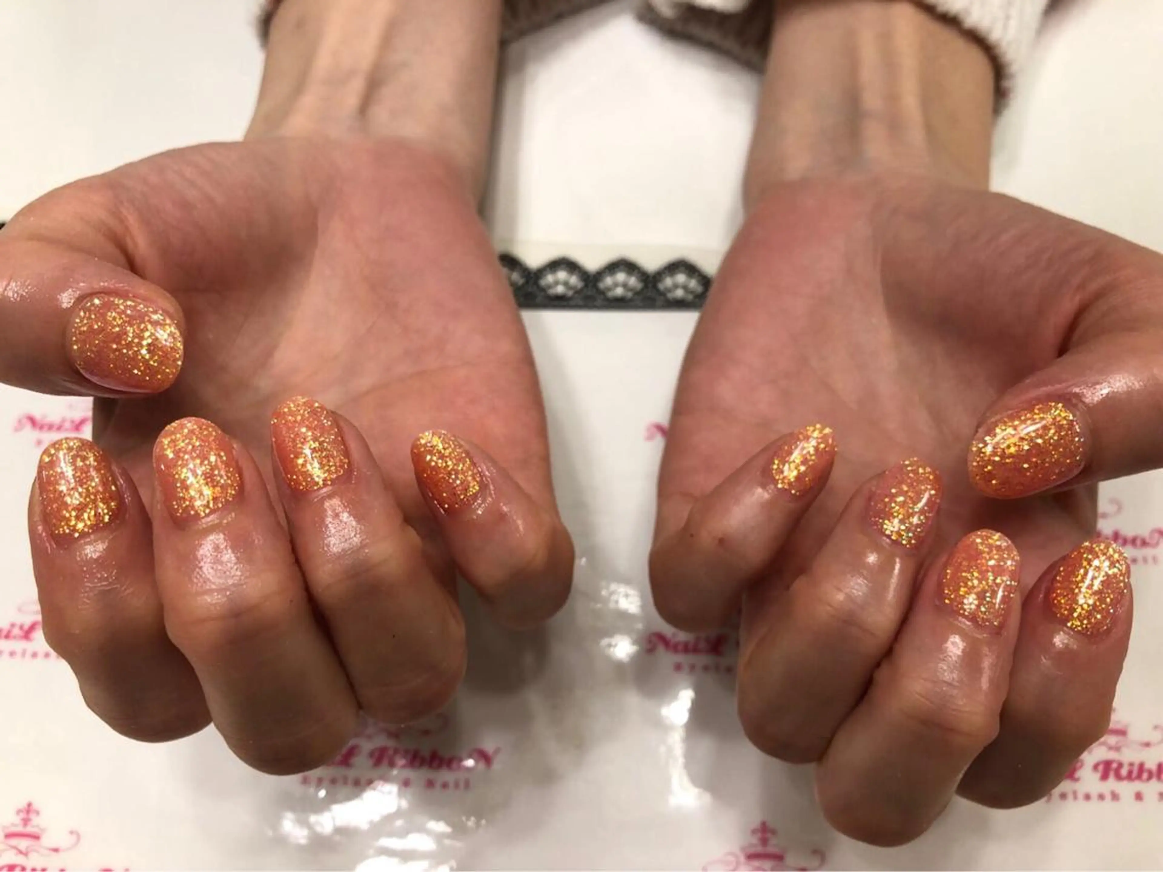 ネイル 春ネイル ネイルリボン 受付スタッフのネイルデザイン