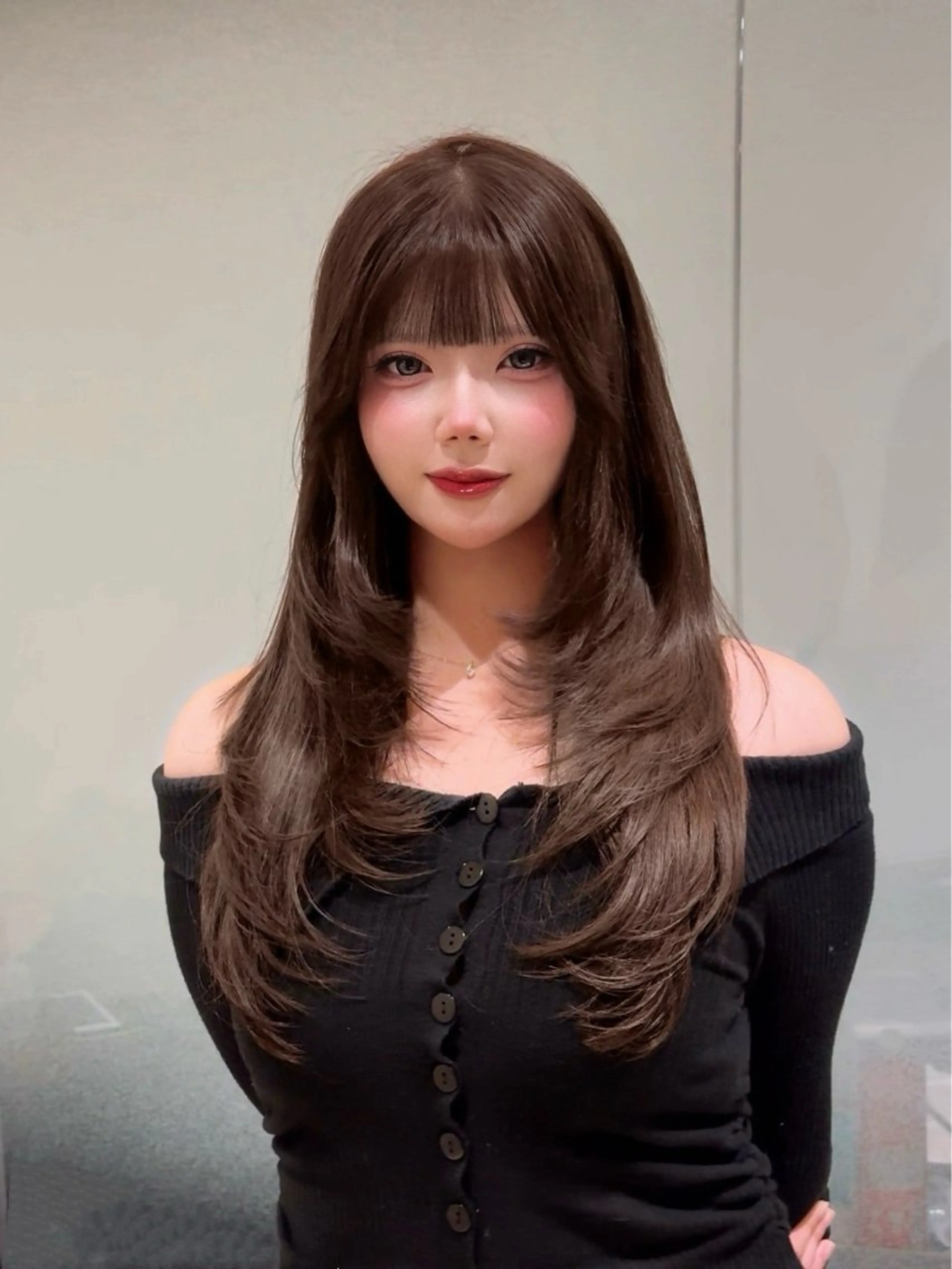 ロング カラー ベージュカラー ブリーチ ダブルカラー モカベージュ ブリーチなしカラー ヘアカラー 🩵福岡ブリーチなし レイヤー/紫音🩵のヘアスタイル