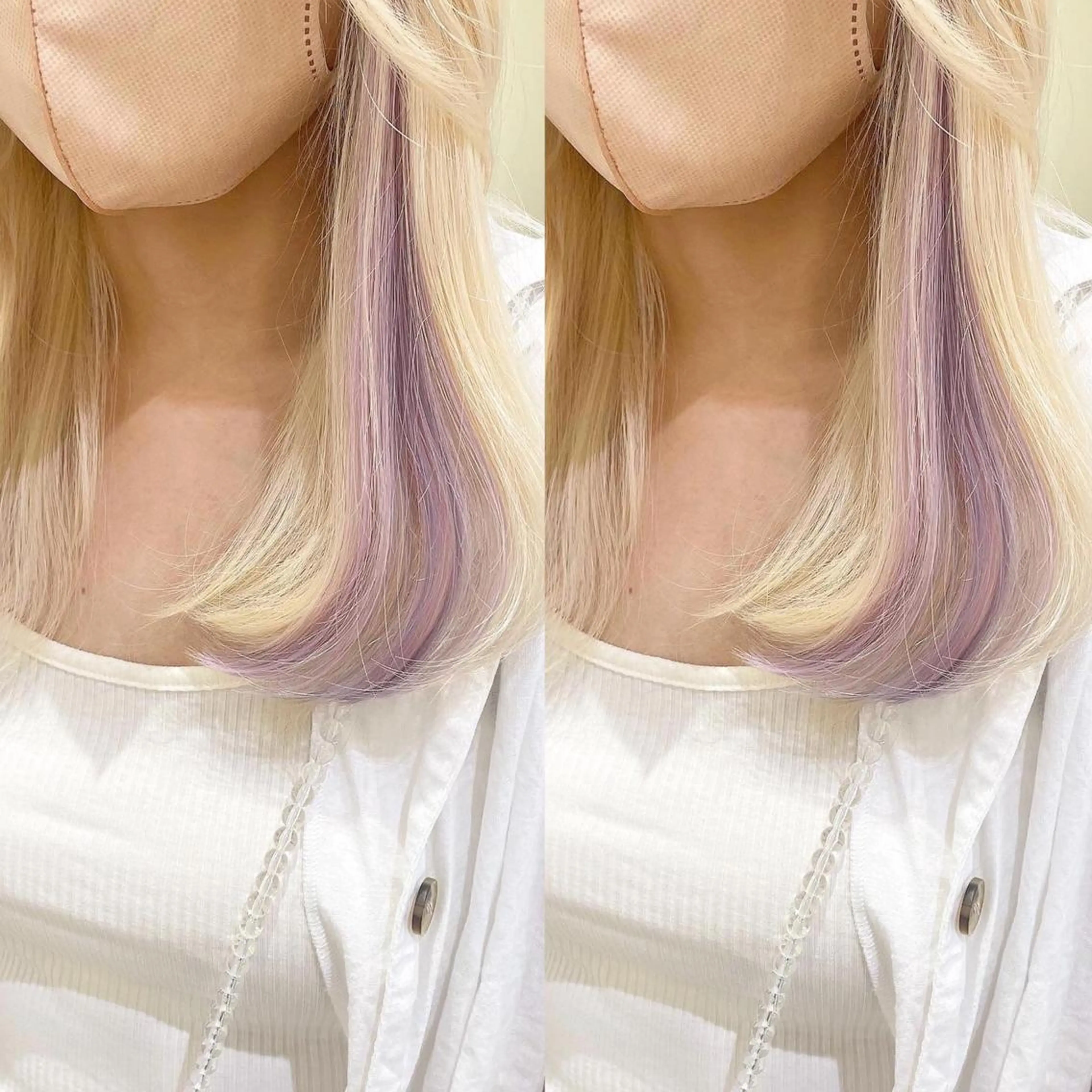 セミロング カラー イヤリングカラー エクステ エクステ/ハイトーン 🐏☁️miminaのヘアスタイル