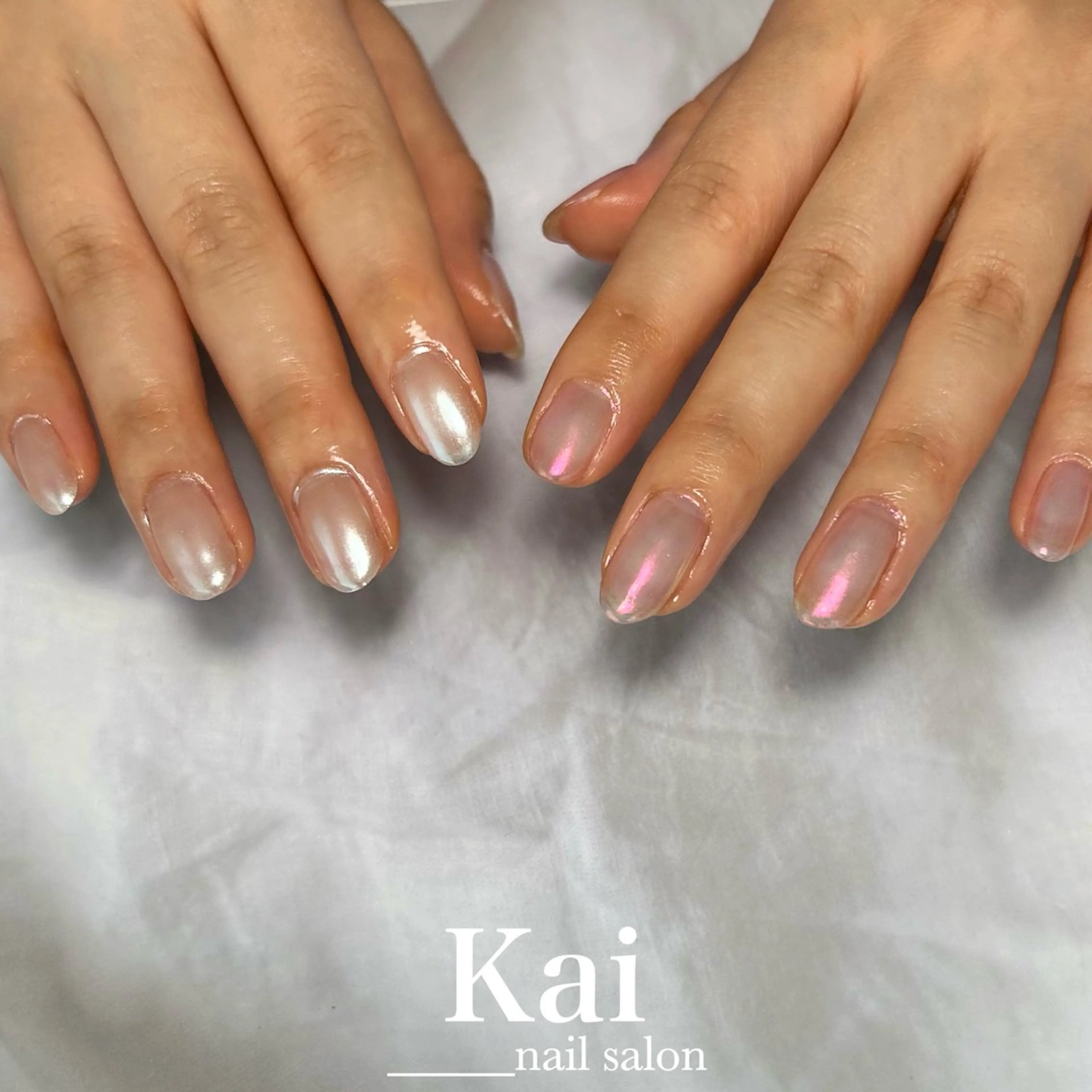 ネイル オーロラネイル 韓国ネイル ミラーネイル ニュアンスネイル ワンカラーネイル ハンドネイル Kai  nail Mayukoのネイルデザイン