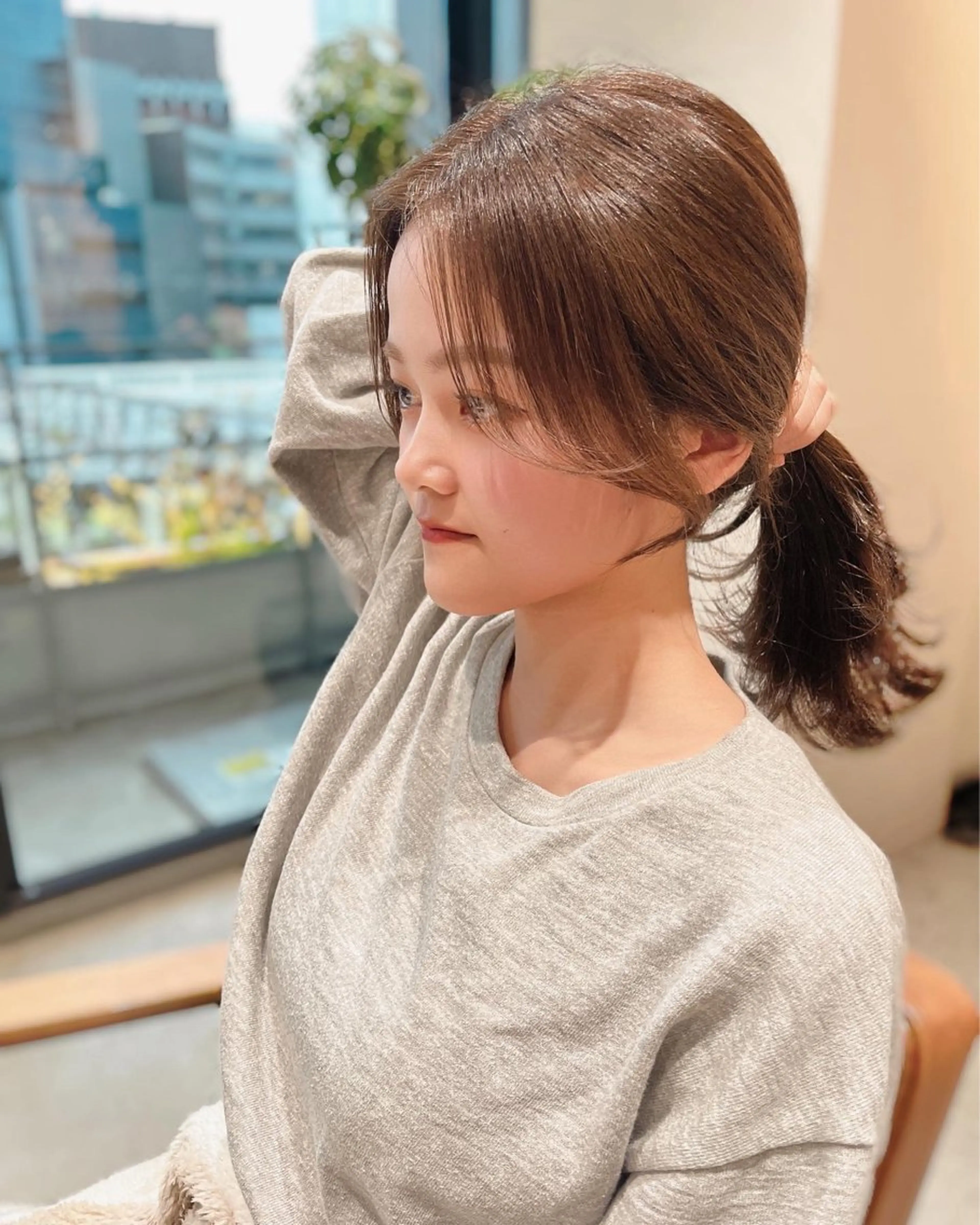 セミロング カット 奥田 蓮のヘアスタイル