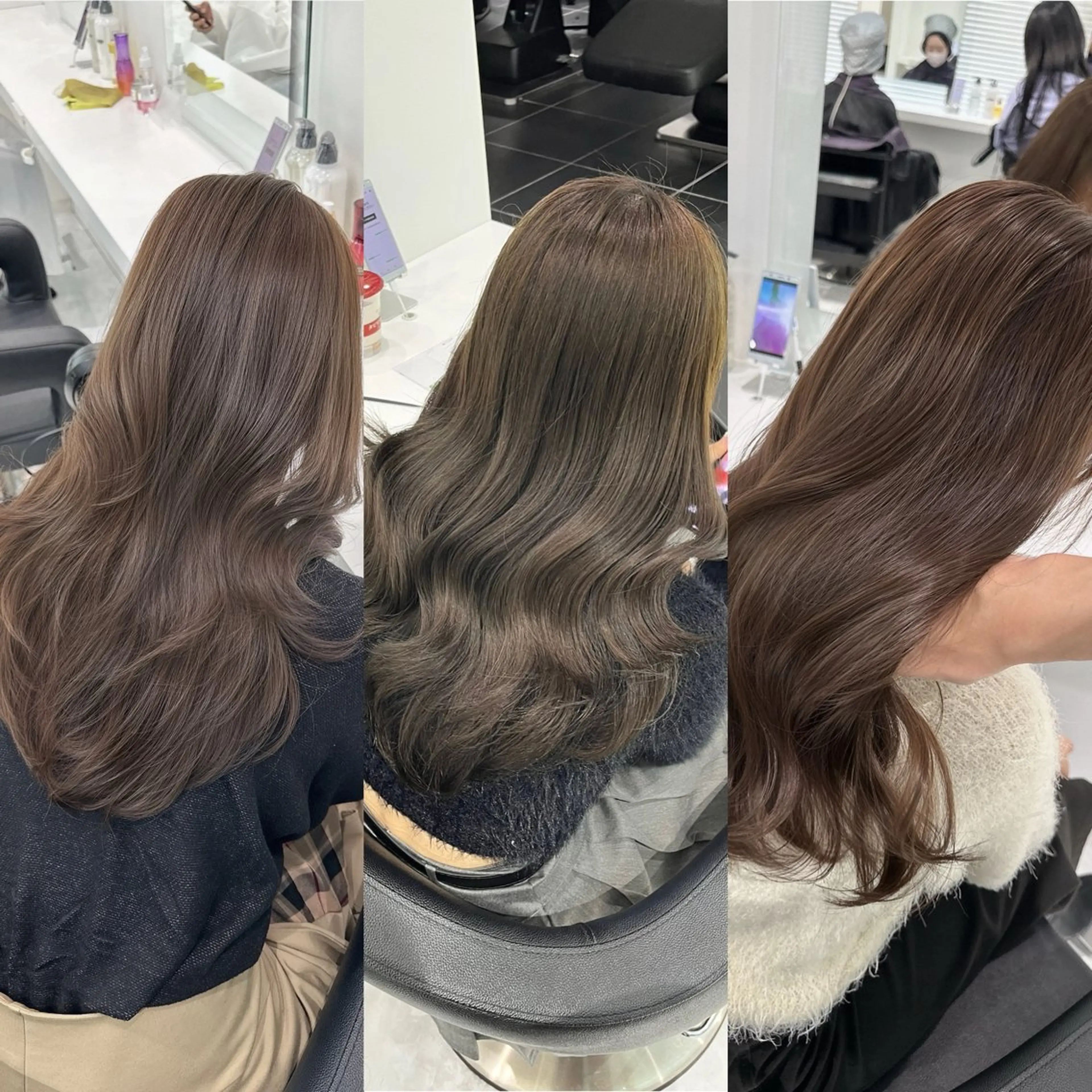 ロング カット ヘアカラー トリートメント ヘアセット グレー/ベージュ /髪質改善 れいとのヘアスタイル