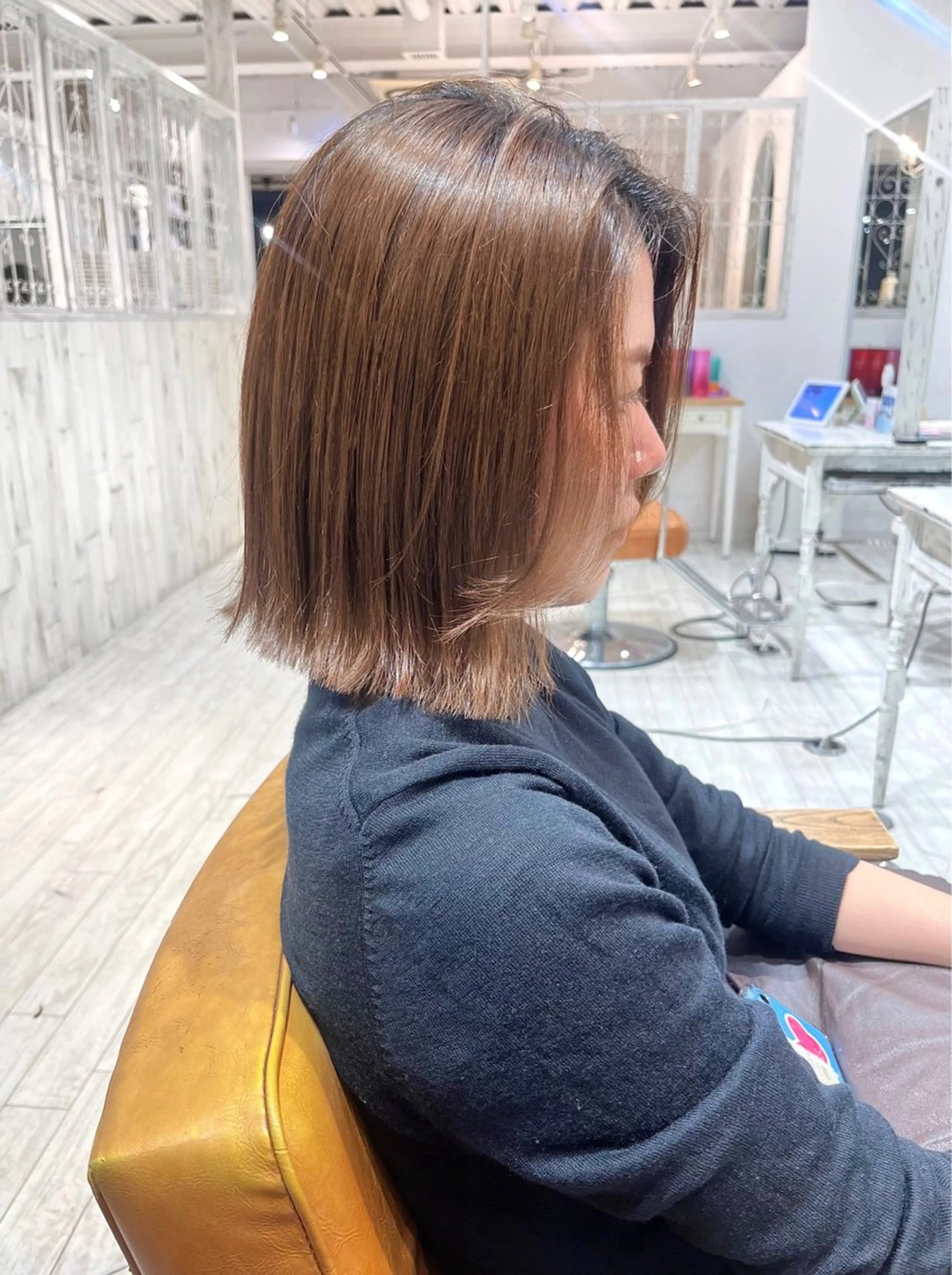 ミディアム カラー ベージュカラー ブラウンカラー ブラウンベージュ ヘーゼル モカブラウン カット ヘアカラー トリートメント 【韓国ヘア×透明感 カラー】笹谷 莉未のヘアスタイル