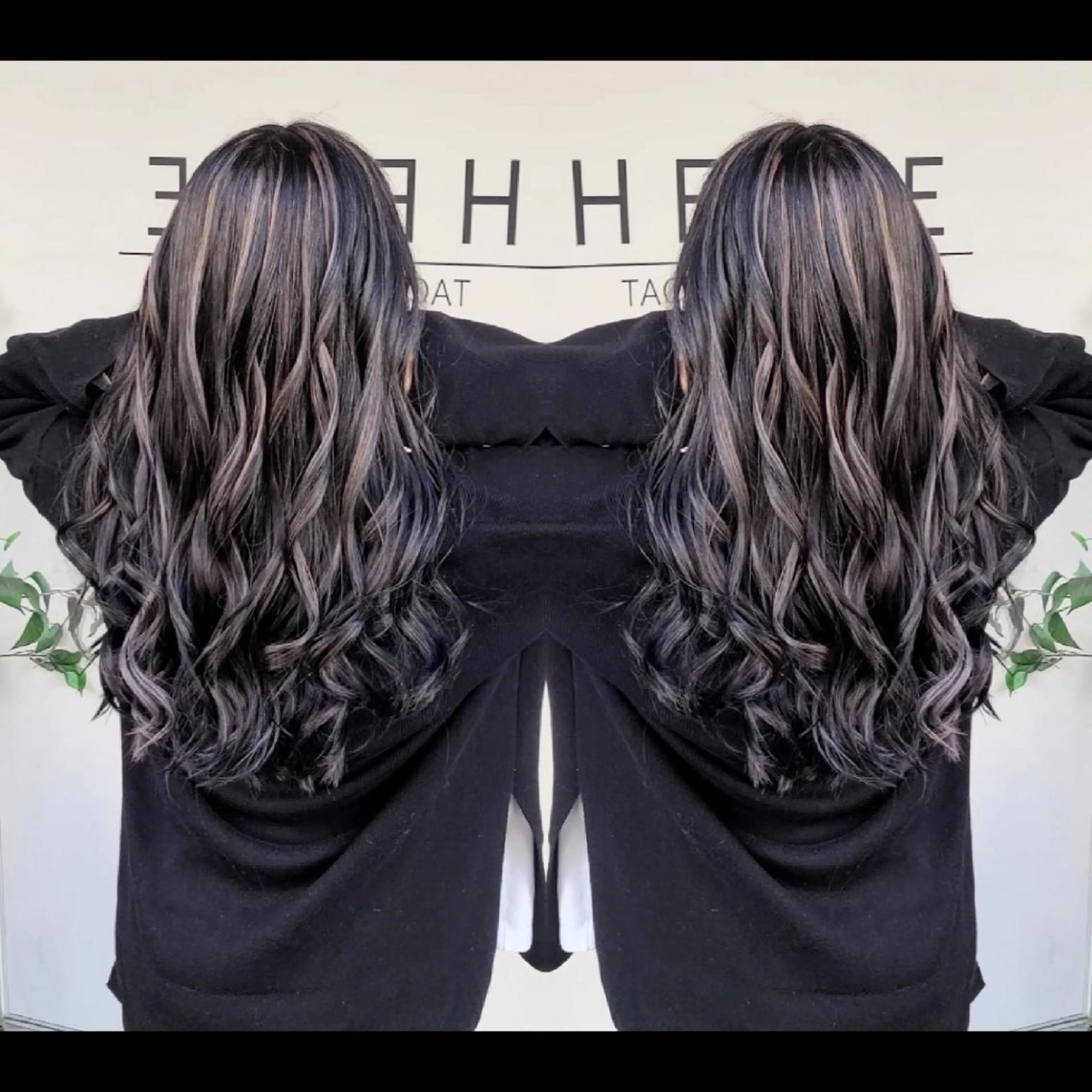 ロング カラー アッシュ アッシュグレー バレイヤージュ ベージュカラー ブリーチ ヘアカラー バレイヤージュ/ ハイライト/大内格のヘアスタイル