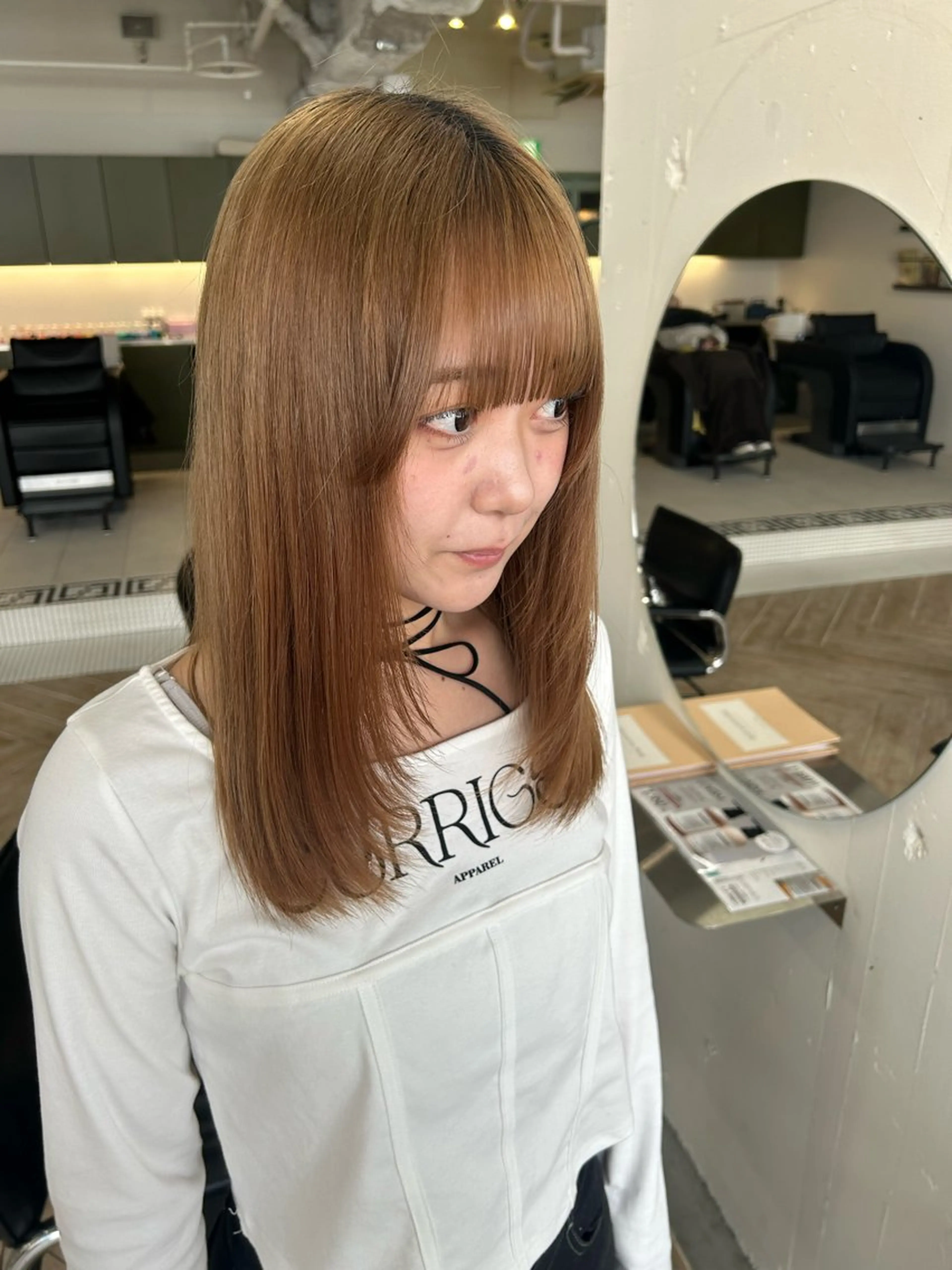 セミロング 姫カット レイヤーカット 韓国風レイヤー/新潟 /小新/愛咲🎀のヘアスタイル