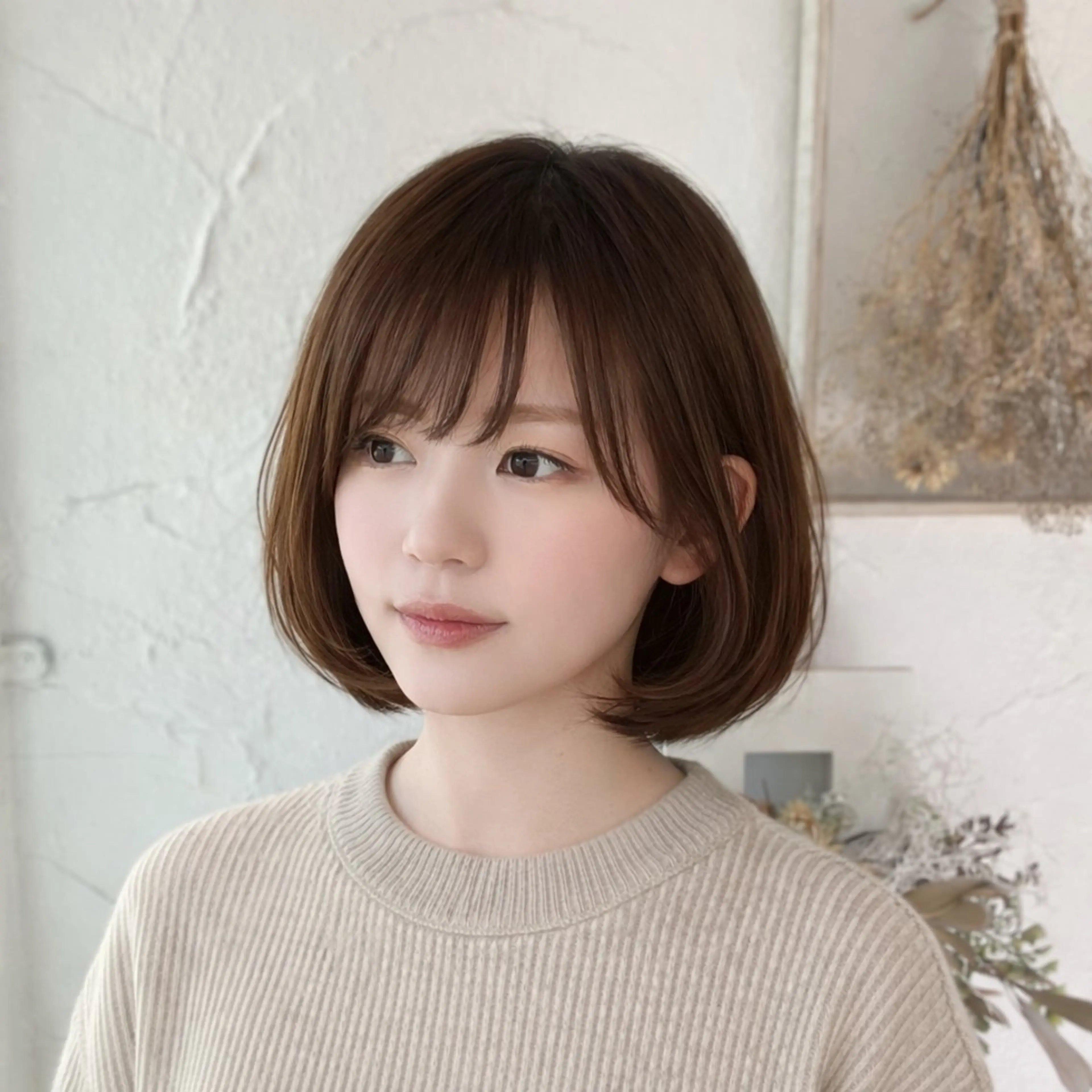 ミディアム カラー ベージュカラー カット ヘアカラー トリートメント ⭐️韓国ブリーチ 顔周りカット⭐️のヘアスタイル