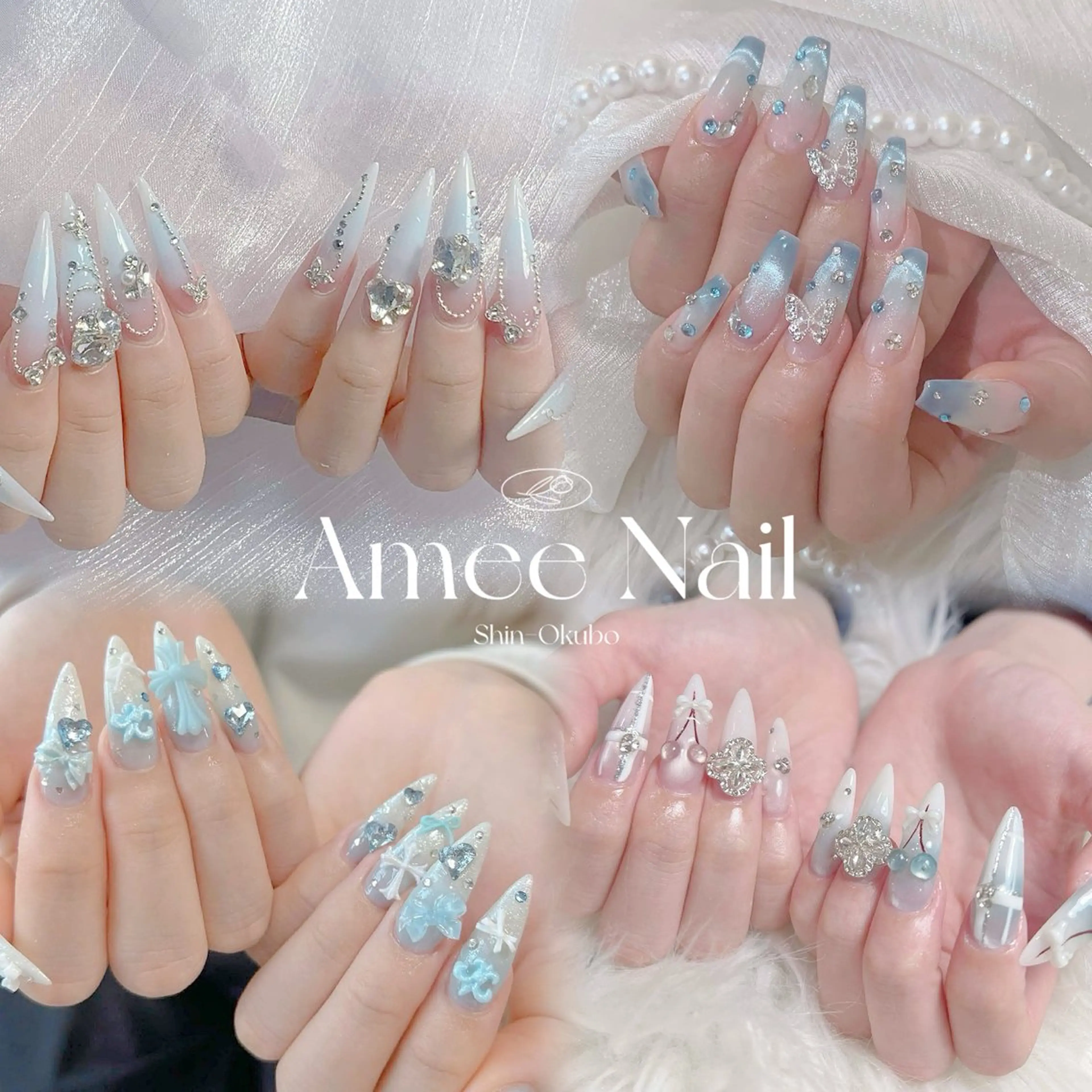ネイル オーロラネイル クリアネイル 成人式 フラッシュネイル ジェルネイル ハンドネイル Amee Nail Salonのネイルデザイン