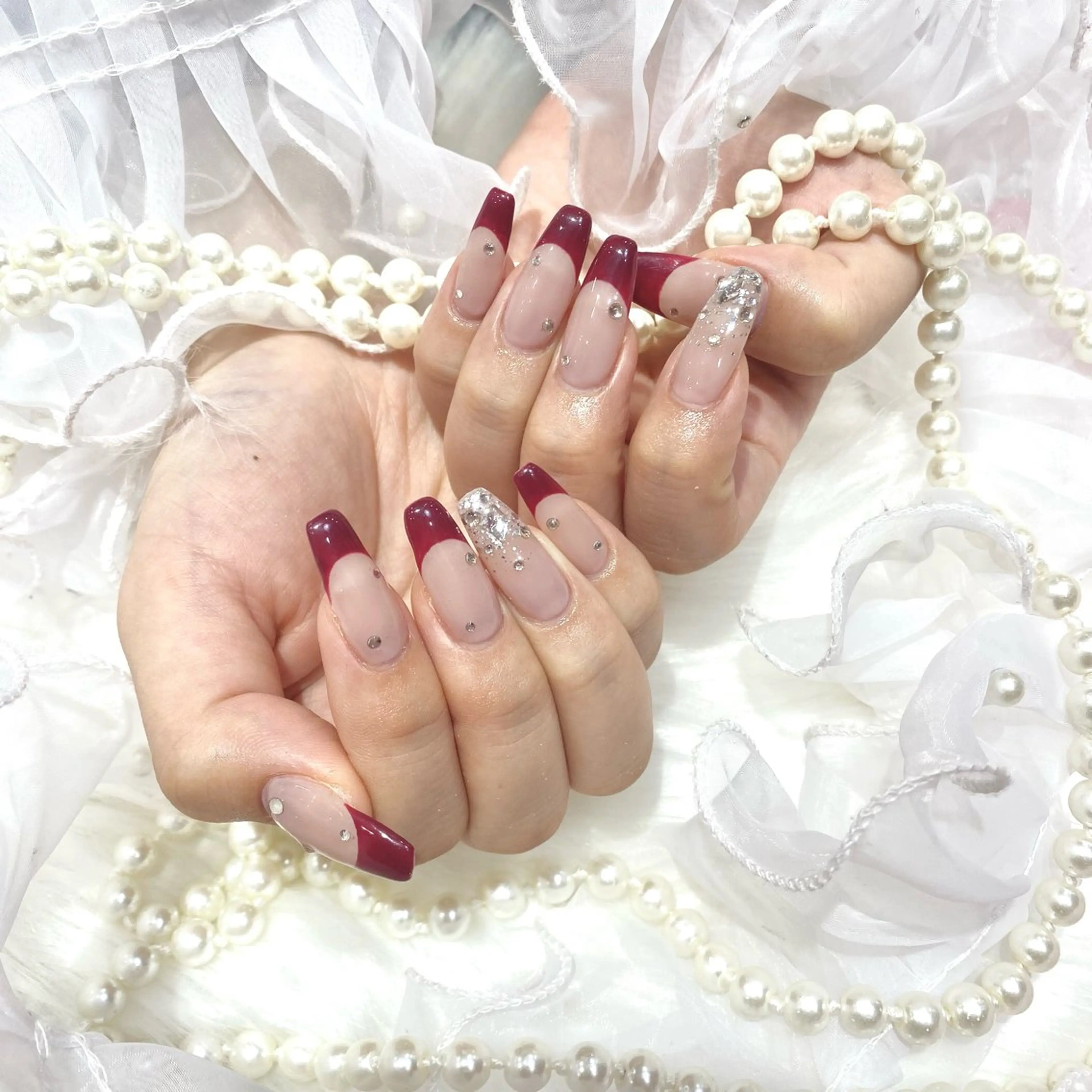 【HAND】オフあり🍒持ち込みデザイン90分コース(ストーン・パール・スタッズ15粒まで)※他パーツ別途料金の写真