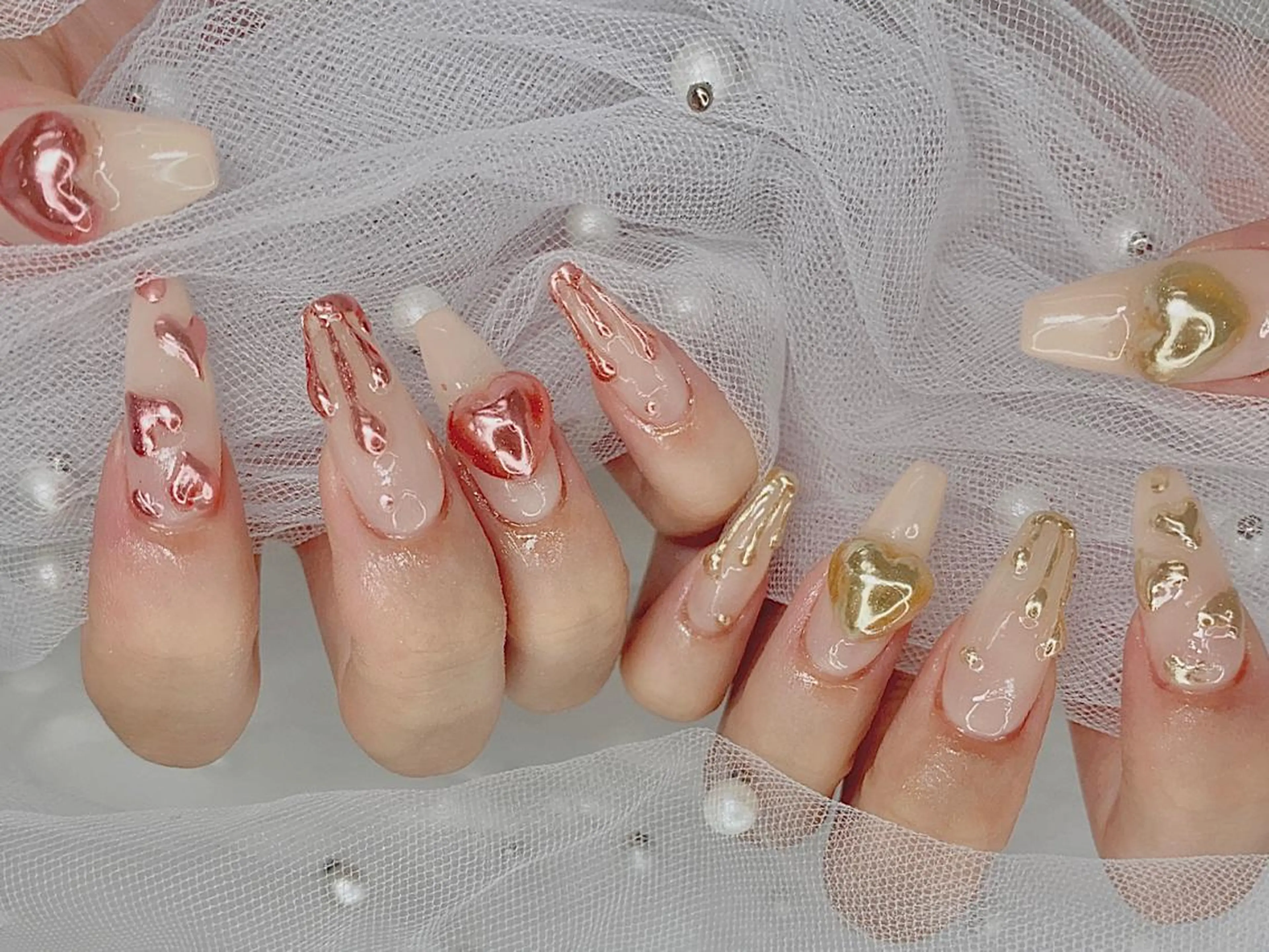 ネイル I-nailロング /ワンホン/キラキラのネイルデザイン