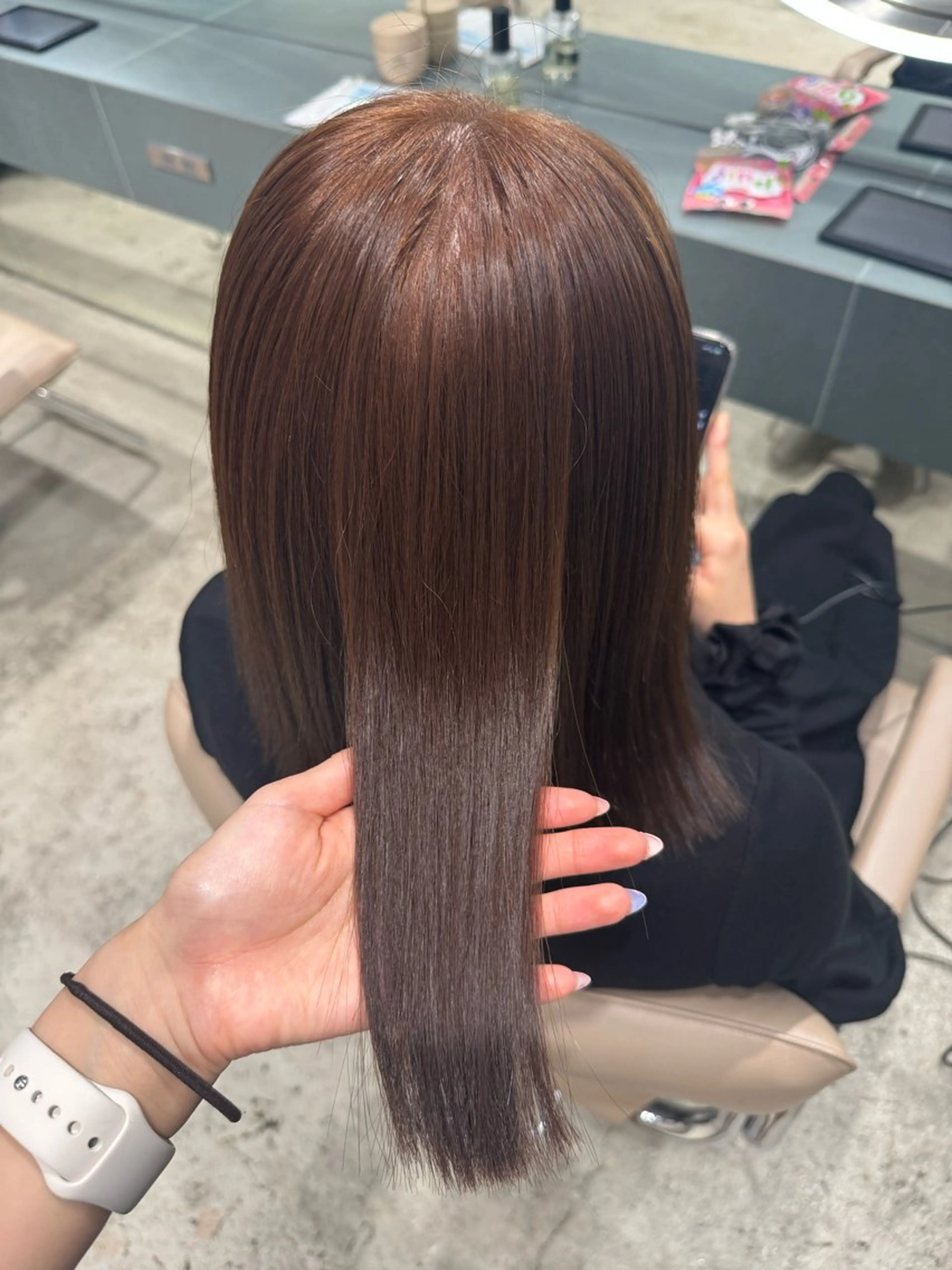 ミディアム カラー ブリーチ ブラウンカラー マロンブラウン ブリーチなしカラー カット ヘアカラー トリートメント 立川美容師✨️❤️ まゆかのヘアスタイル