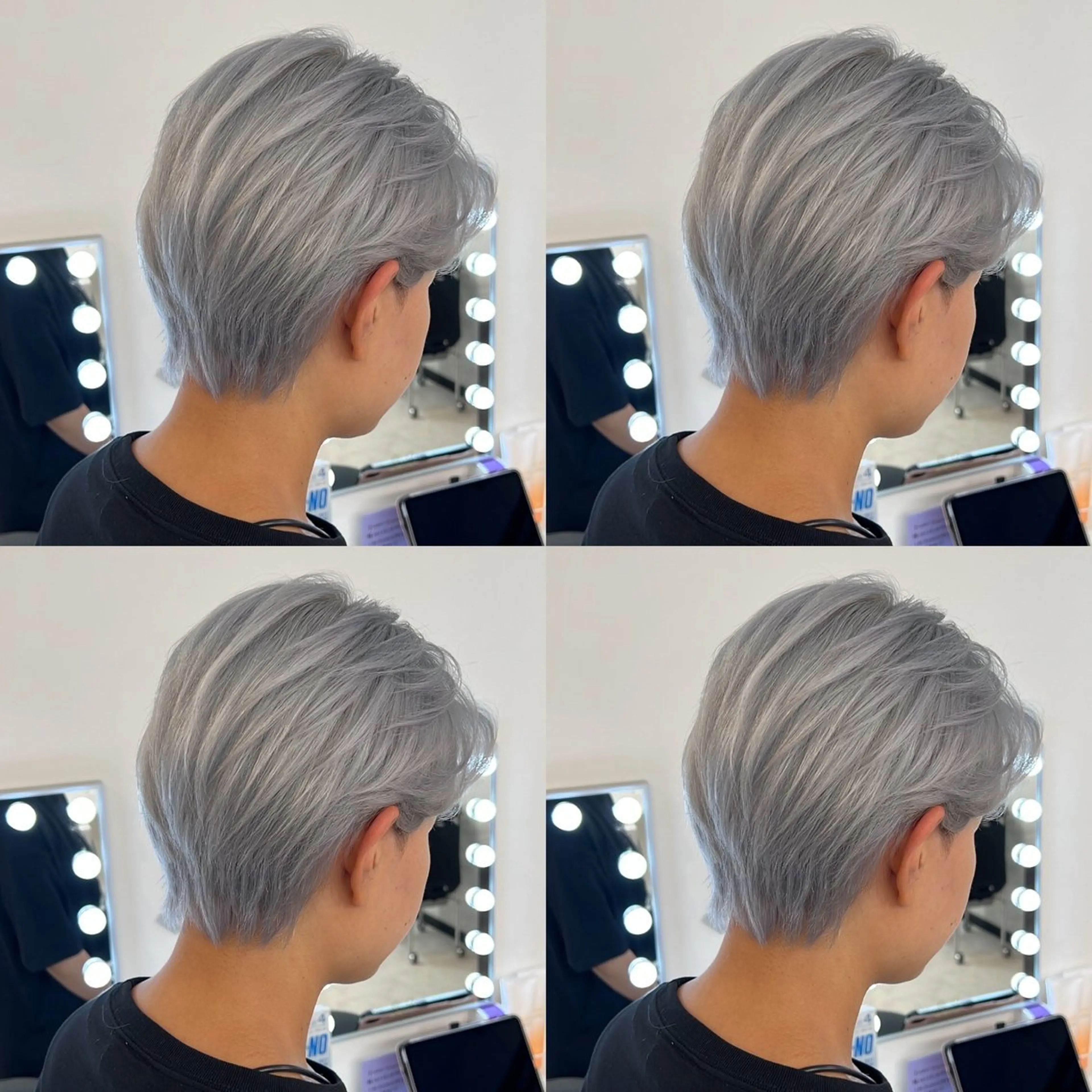 ショート カラー シルバー ホワイトシルバー カット ヘアカラー トリートメント ✨縮毛矯正✖︎顔周り レイヤー✨ナカムラのヘアスタイル
