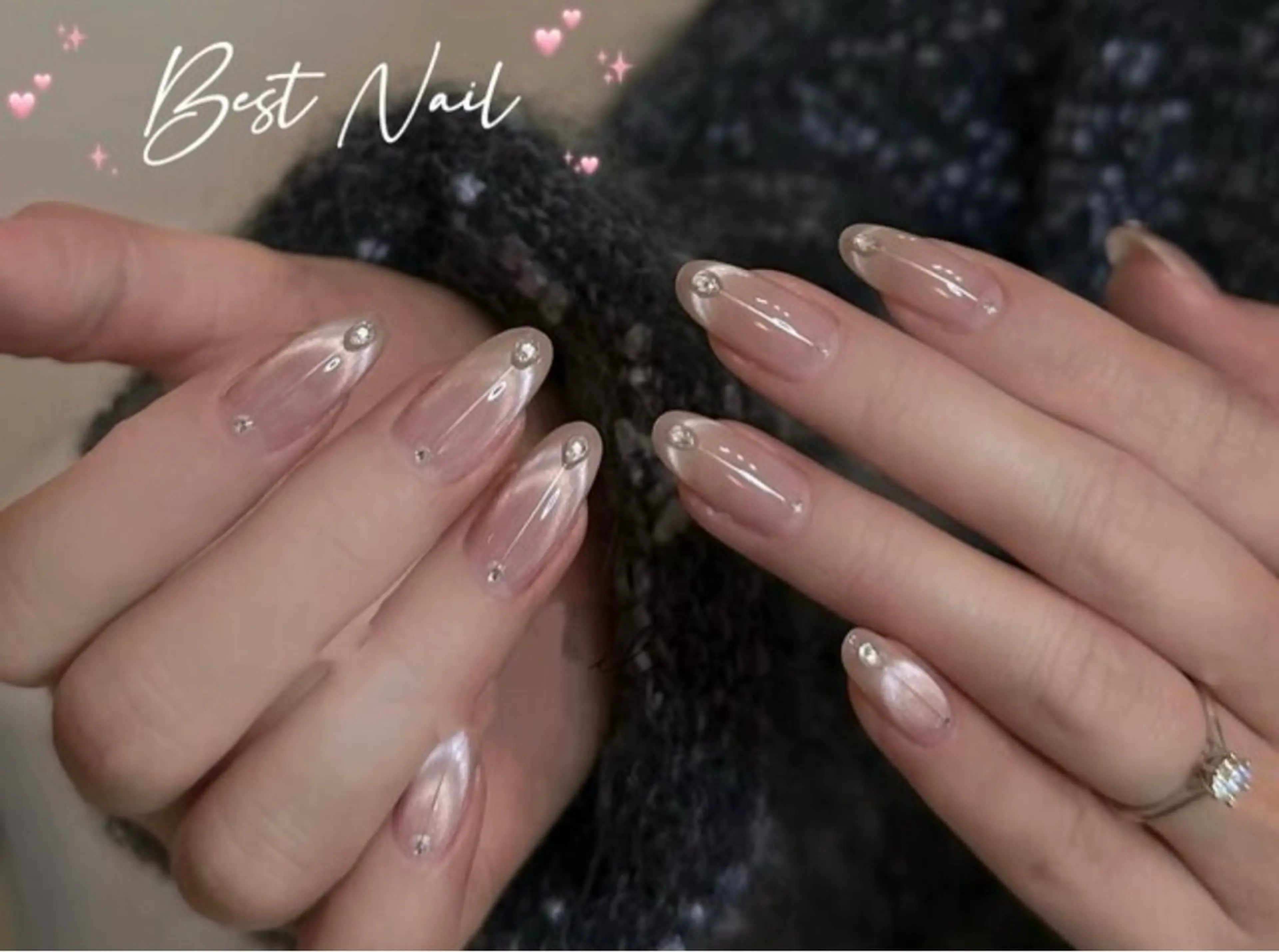 ネイル オーロラネイル クリアネイル 長さ出し ジェルネイル 韓国ネイル ハンドネイル best nailのネイルデザイン