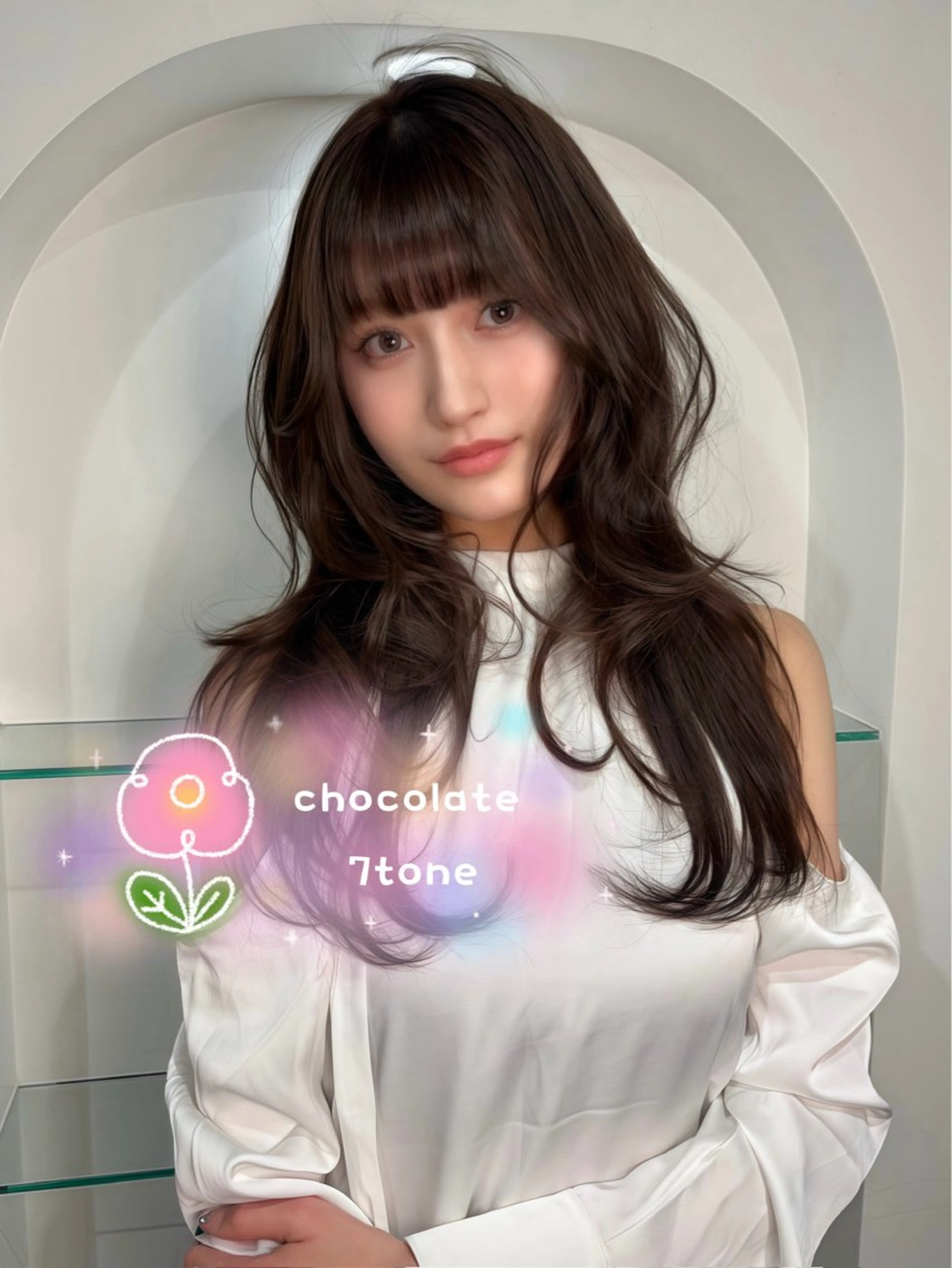 ロング カラー 韓国風ヘア レイヤーカット カット ヘアカラー トリートメント 藤野 結衣のヘアスタイル