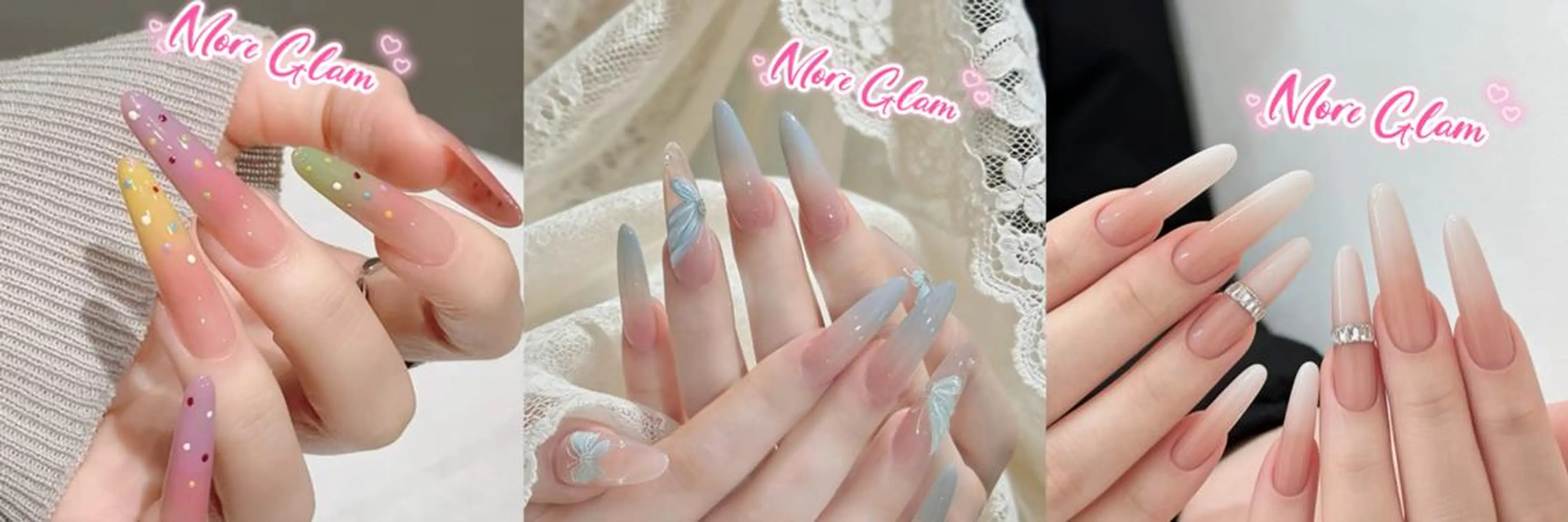 ネイル 長さ出し フットネイル フレンチネイル ジェルネイル ガラスフレンチ MoreGlam ネイルのネイルデザイン
