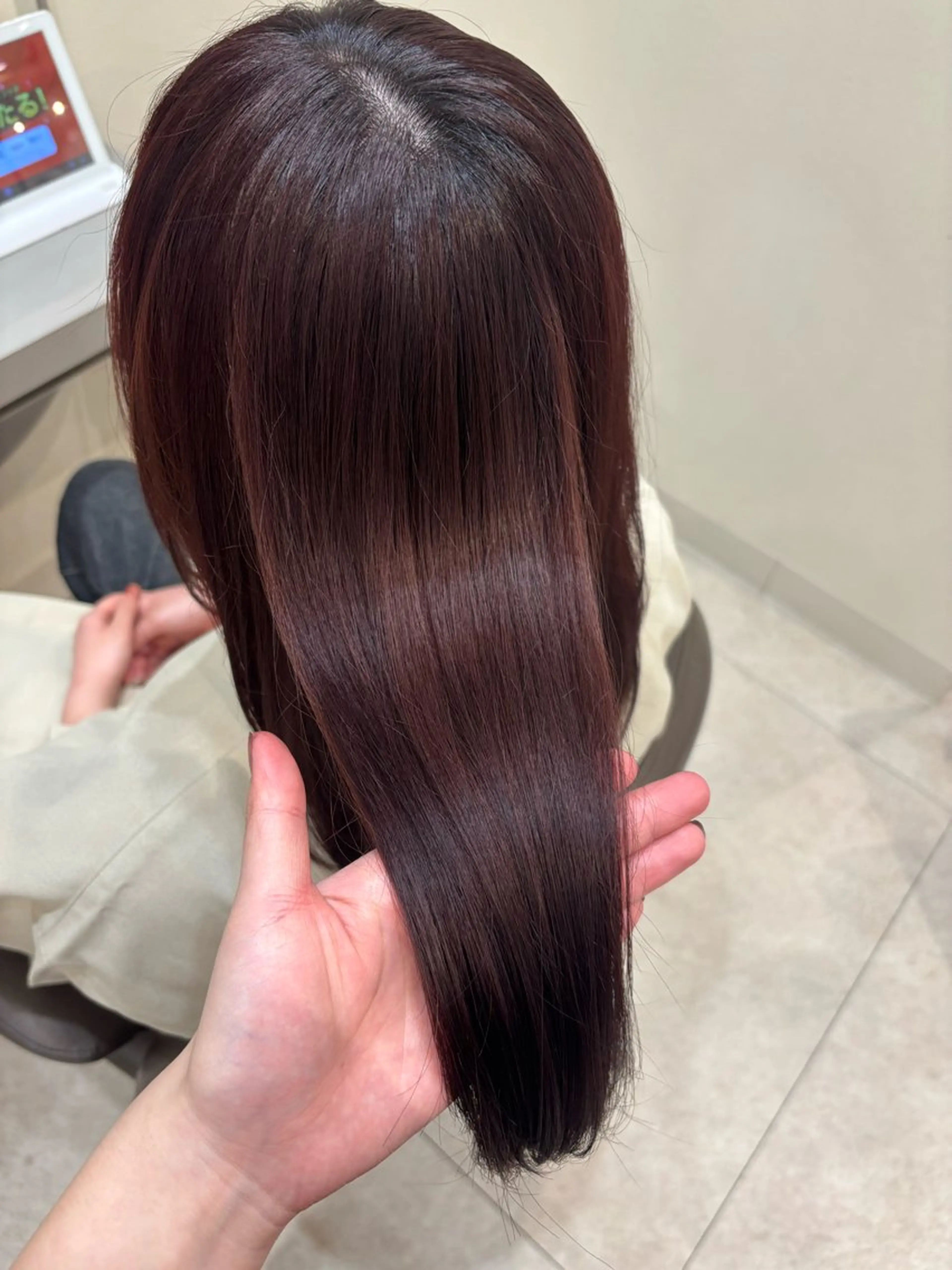 ロング カラー ブラウンカラー ピンクカラー ピンクブラウン ヘアカラー ワンカラー/モデル /Rin/西葛西のヘアスタイル