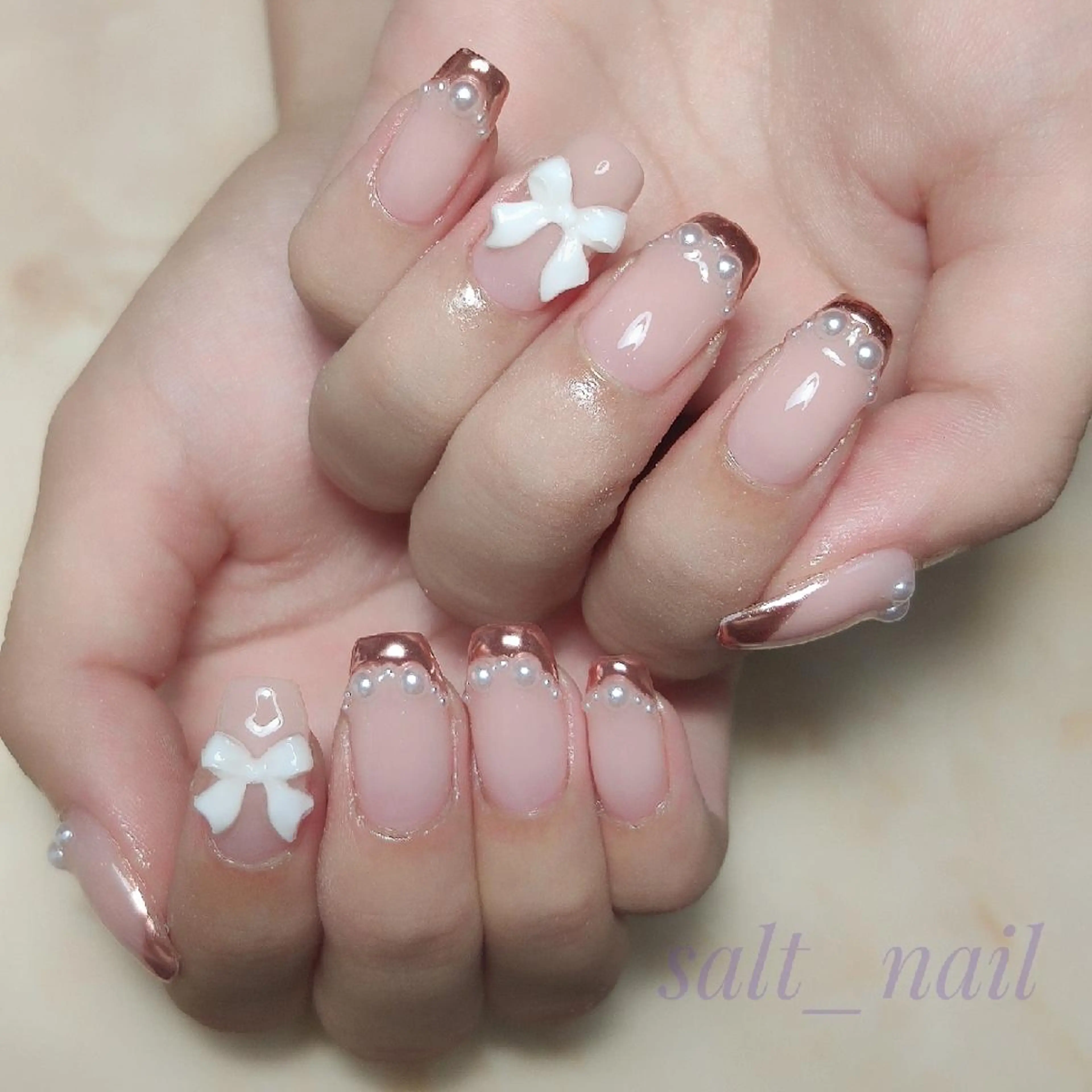 ネイル フレンチネイル ミラーネイル 持ち込み 個人サロン saltnailのネイルデザイン