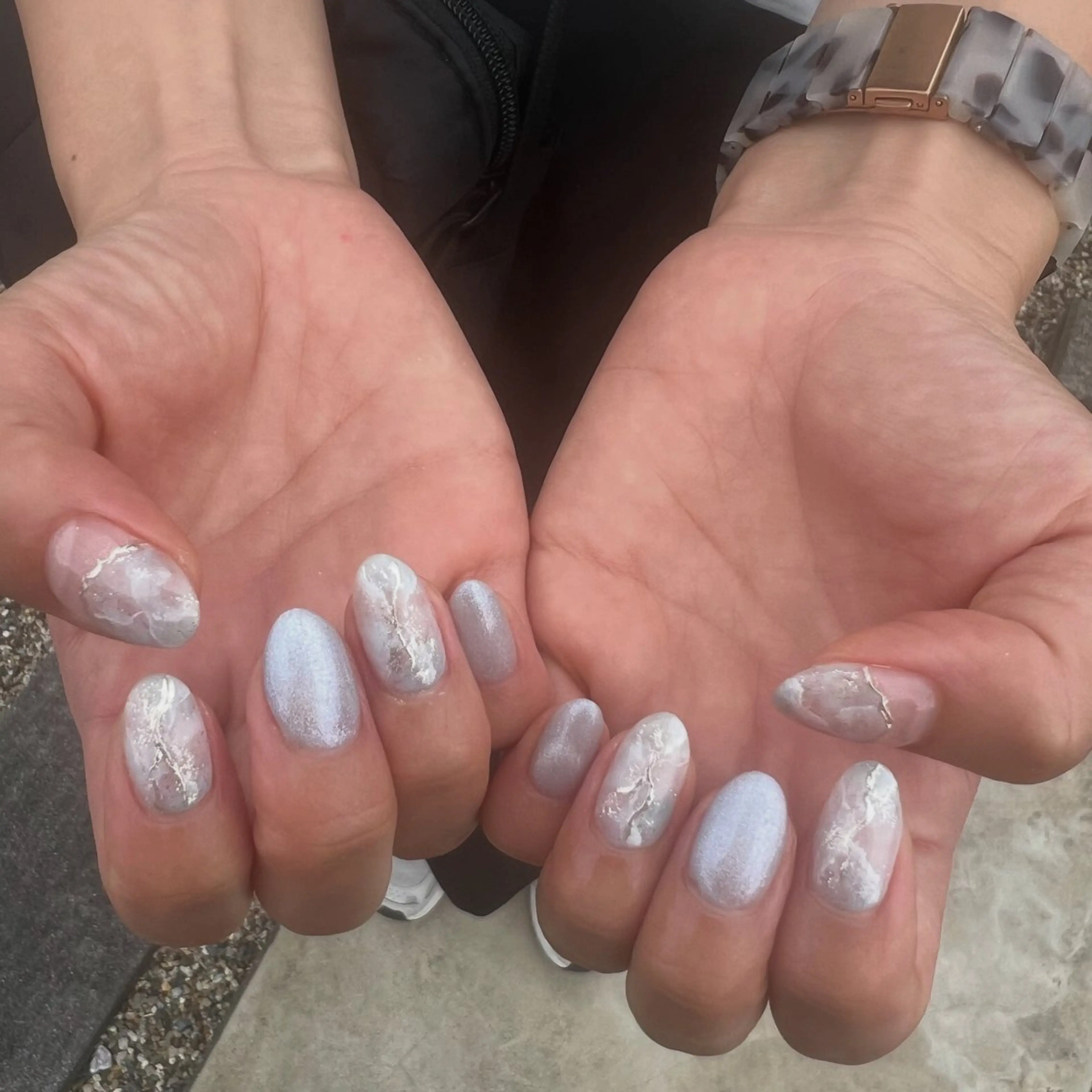 ネイル ジェルネイル 大理石ネイル(マーブル) ミラーネイル ニュアンスネイル ri.nail 12のネイルデザイン