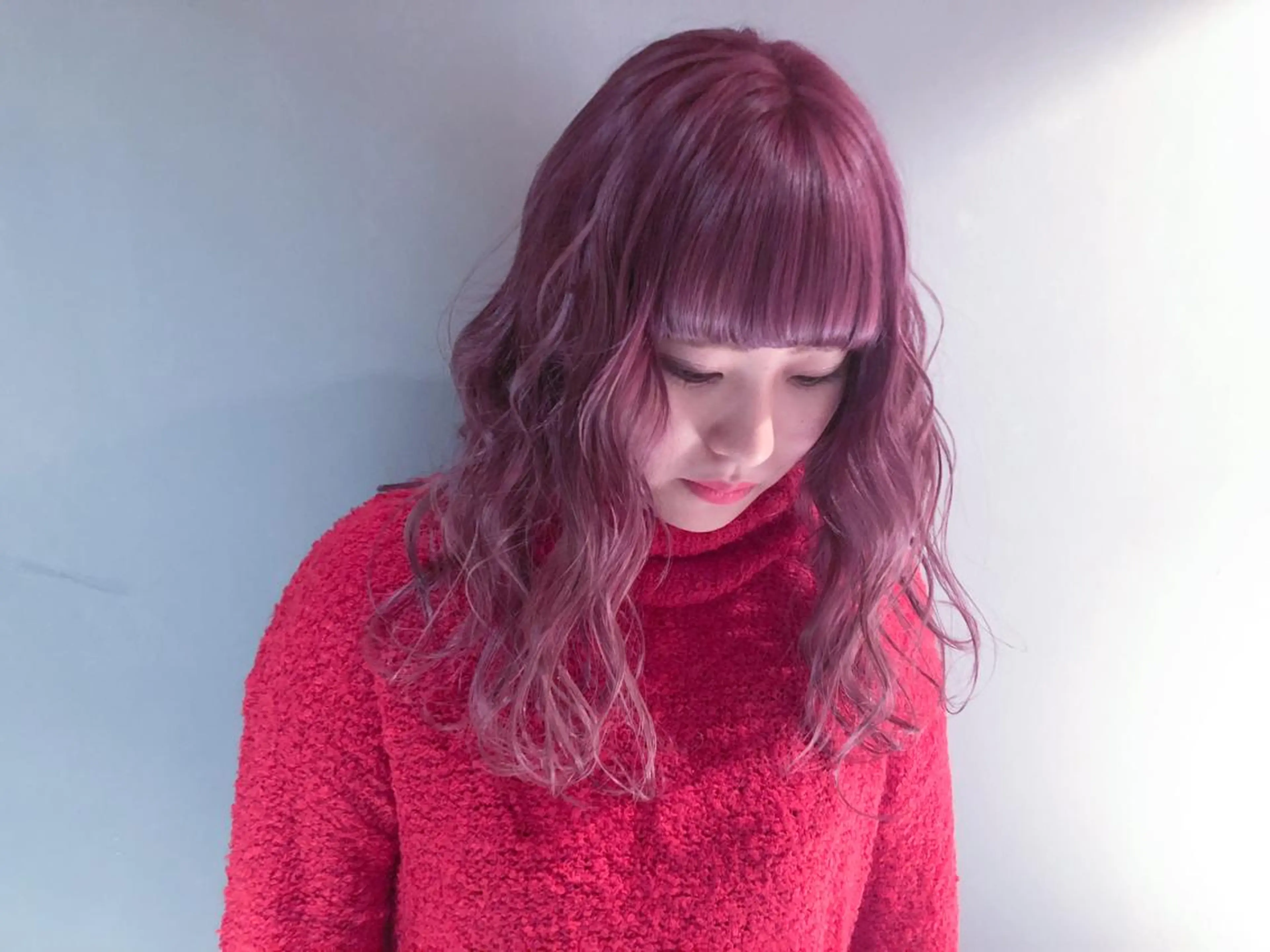 セミロング カラー ピンクカラー salonF 🔸hamaのマツエク・マツパデザイン