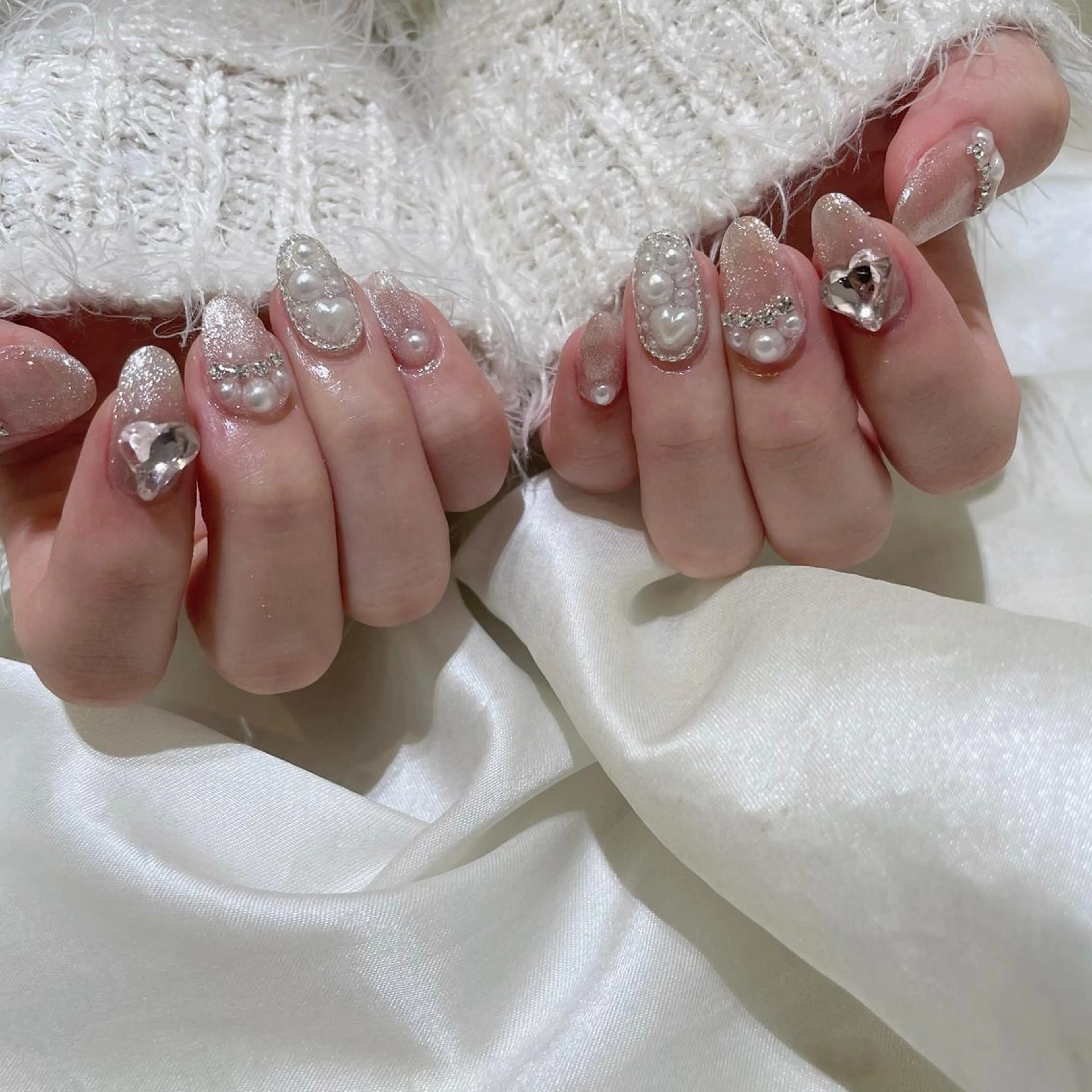 ネイル ジェルネイル ガーリー 氷ネイル・うるうるネイル 韓国ネイル マグネットネイル classic 新横浜所属・山田 暉のネイルデザイン