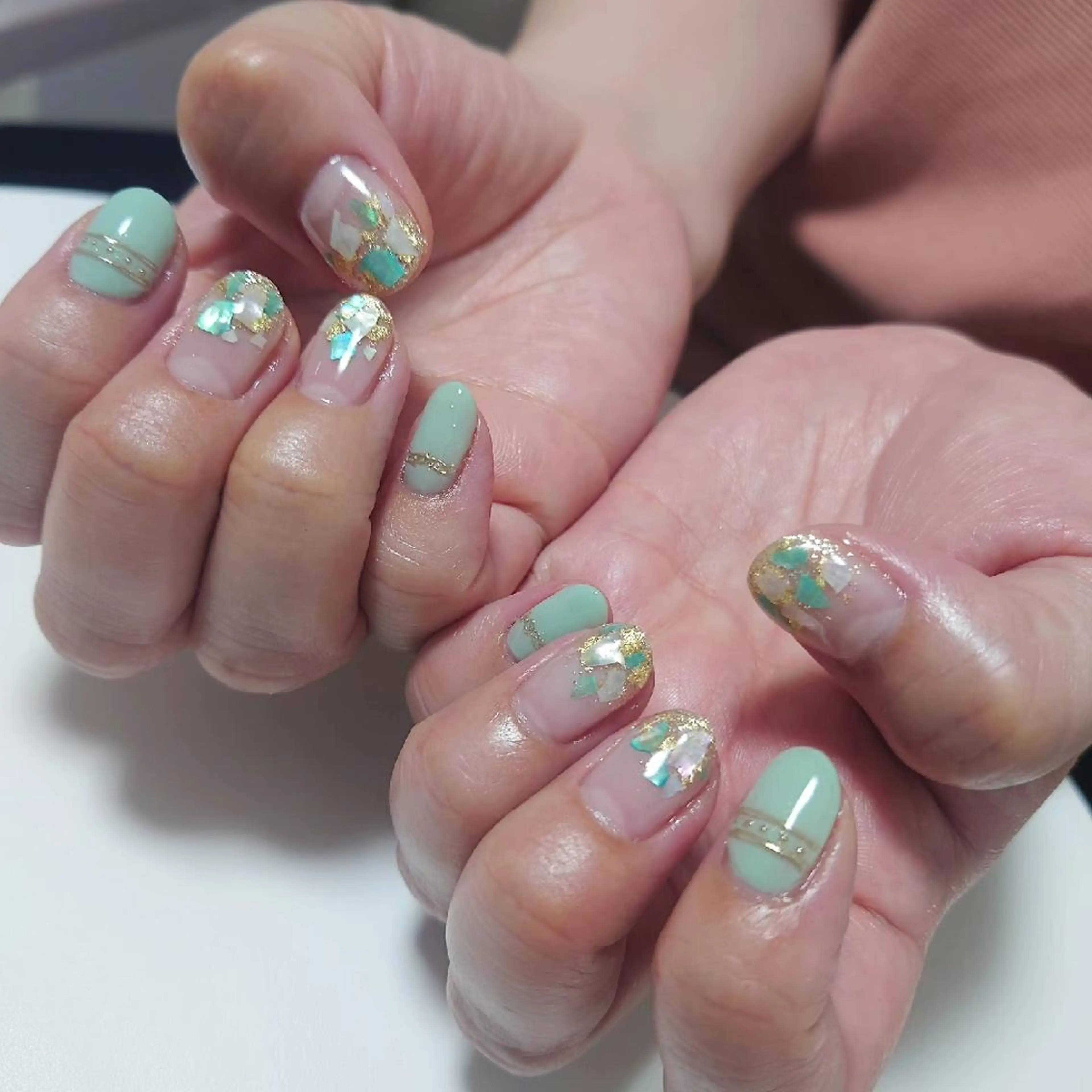 ネイル グリーン ハンドネイル NailSalon Kotillのネイルデザイン
