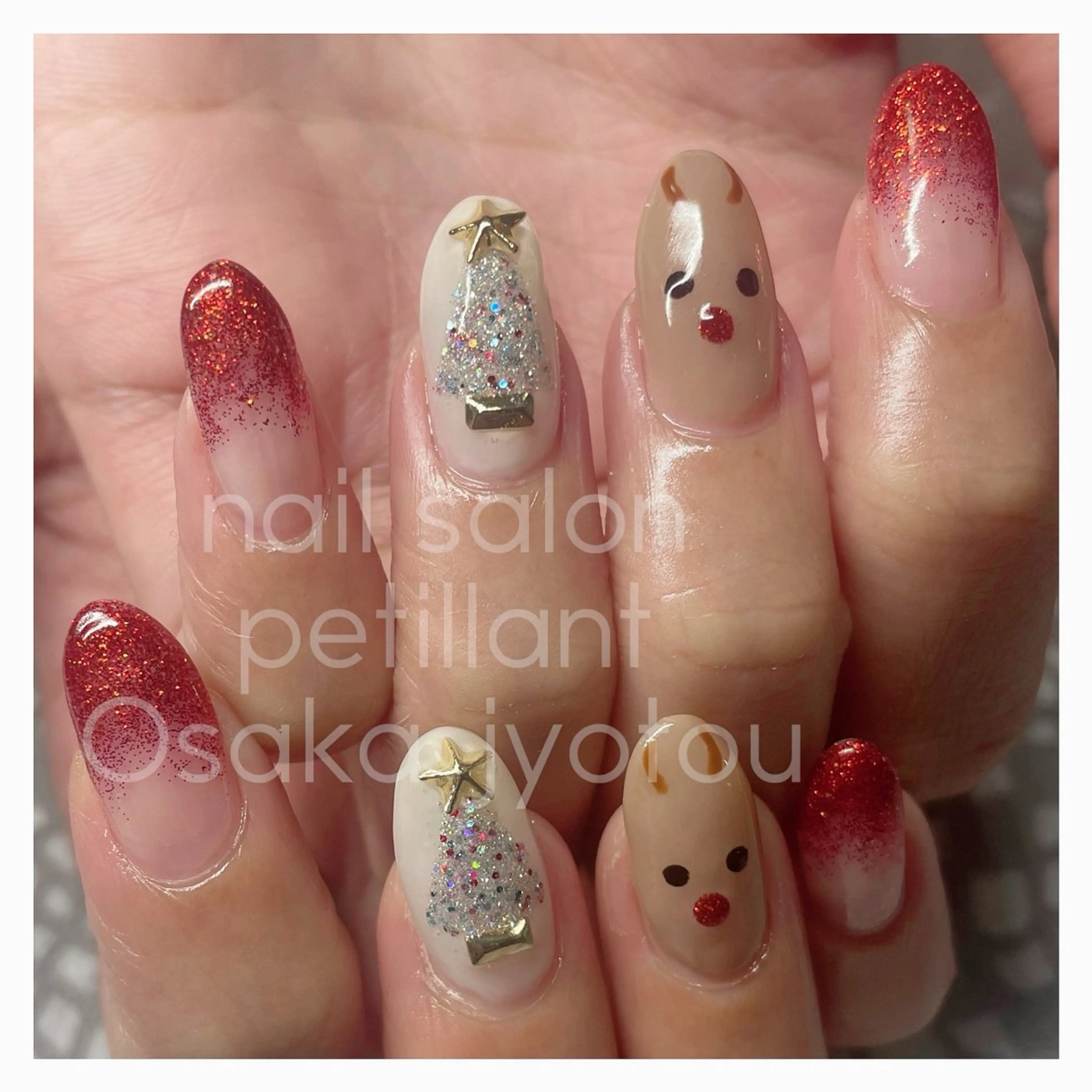 ネイル アートネイル 冬ネイル クリスマス nail salon petillantのネイルデザイン