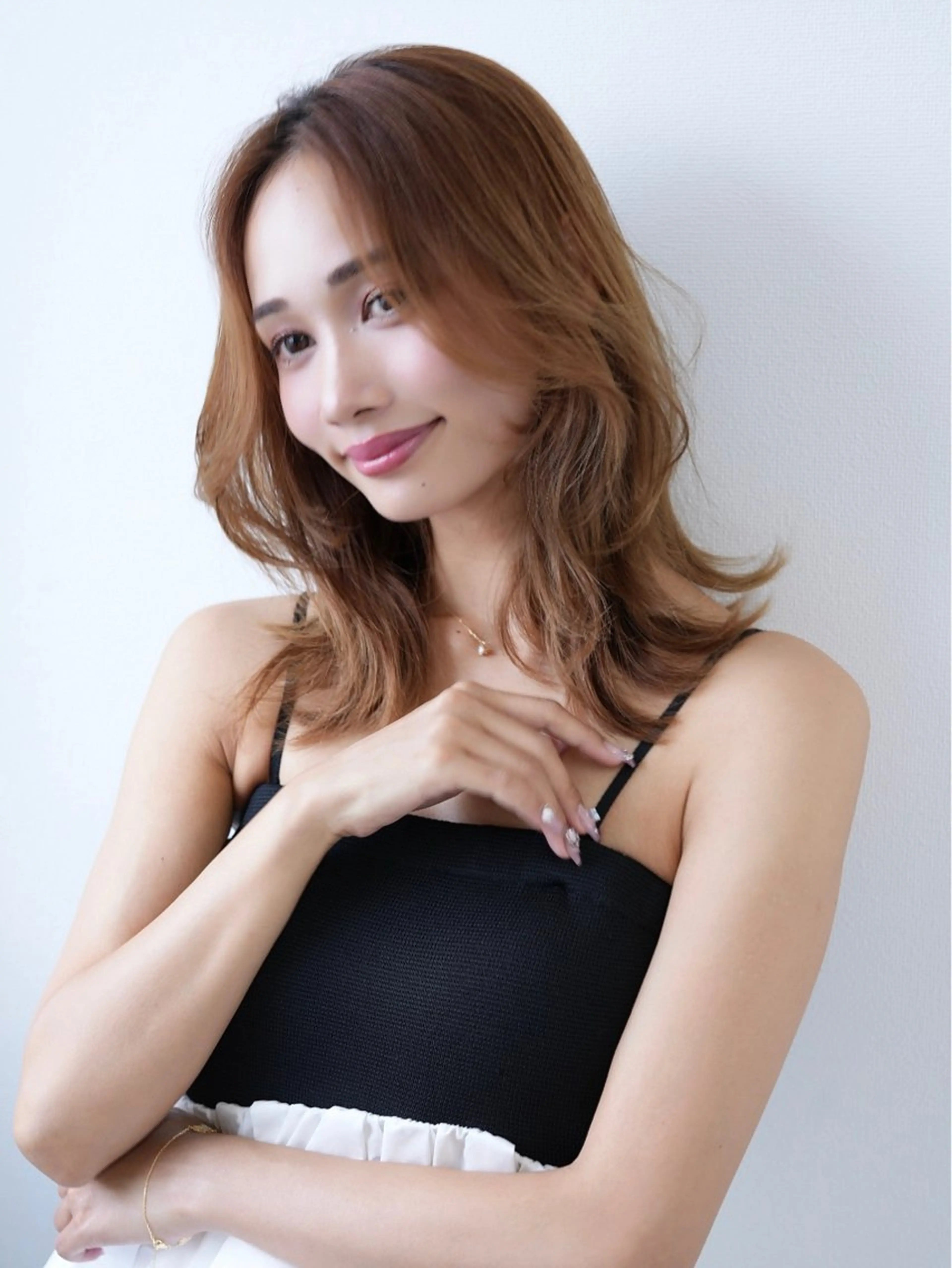 セミロング カラー カット ヘアカラー トリートメント 小顔レイヤー/ ベージュ🤍Rieのヘアスタイル