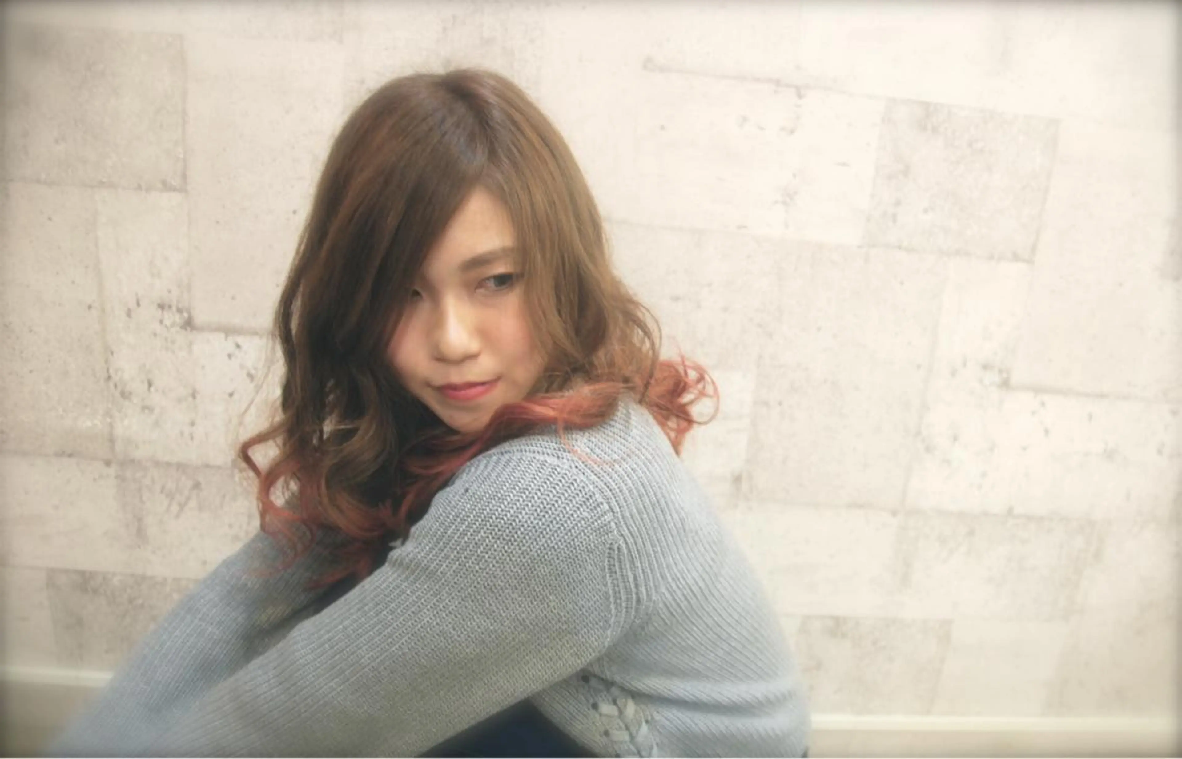 セミロング カラー グラデーションカラー ピンクカラー インナーカラー/天神 ブリーチ/吉田のヘアスタイル