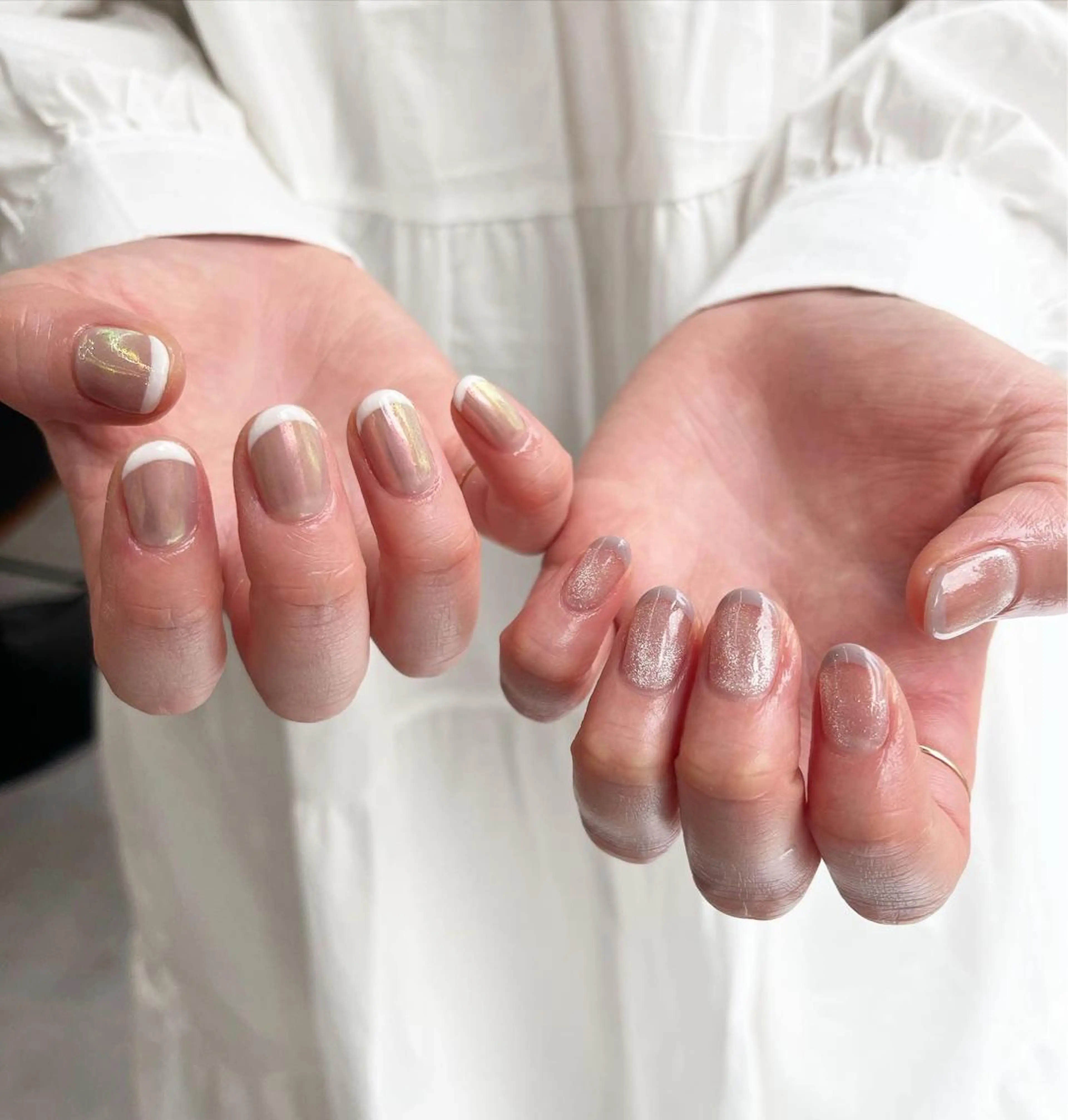 ネイル オーロラネイル フレンチネイル nail＊ runa🌻のネイルデザイン