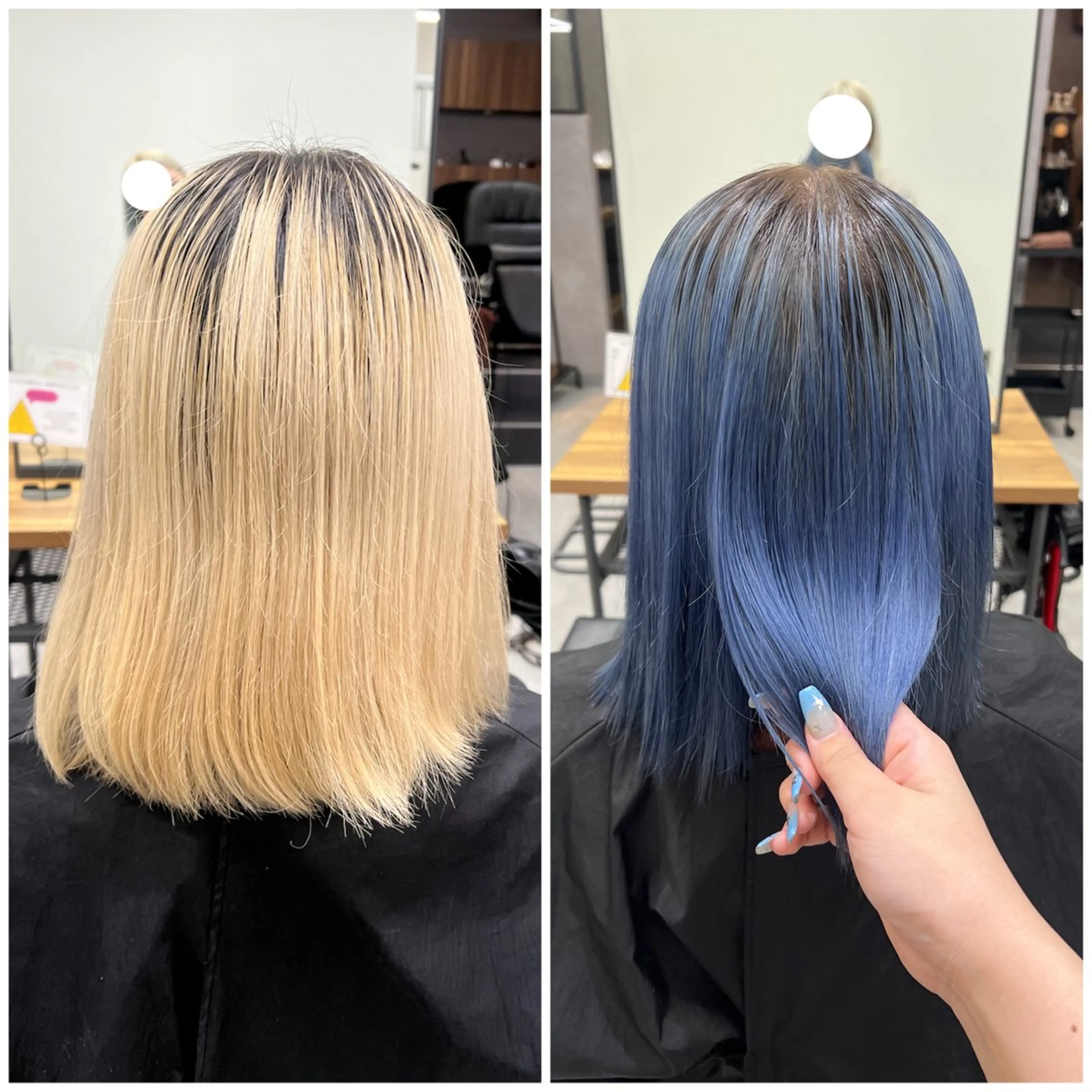 ミディアム カラー ブリーチ ブルーカラー 透明感カラー ネイビーカラー ショート/ウルフ カットモデル募集のヘアスタイル