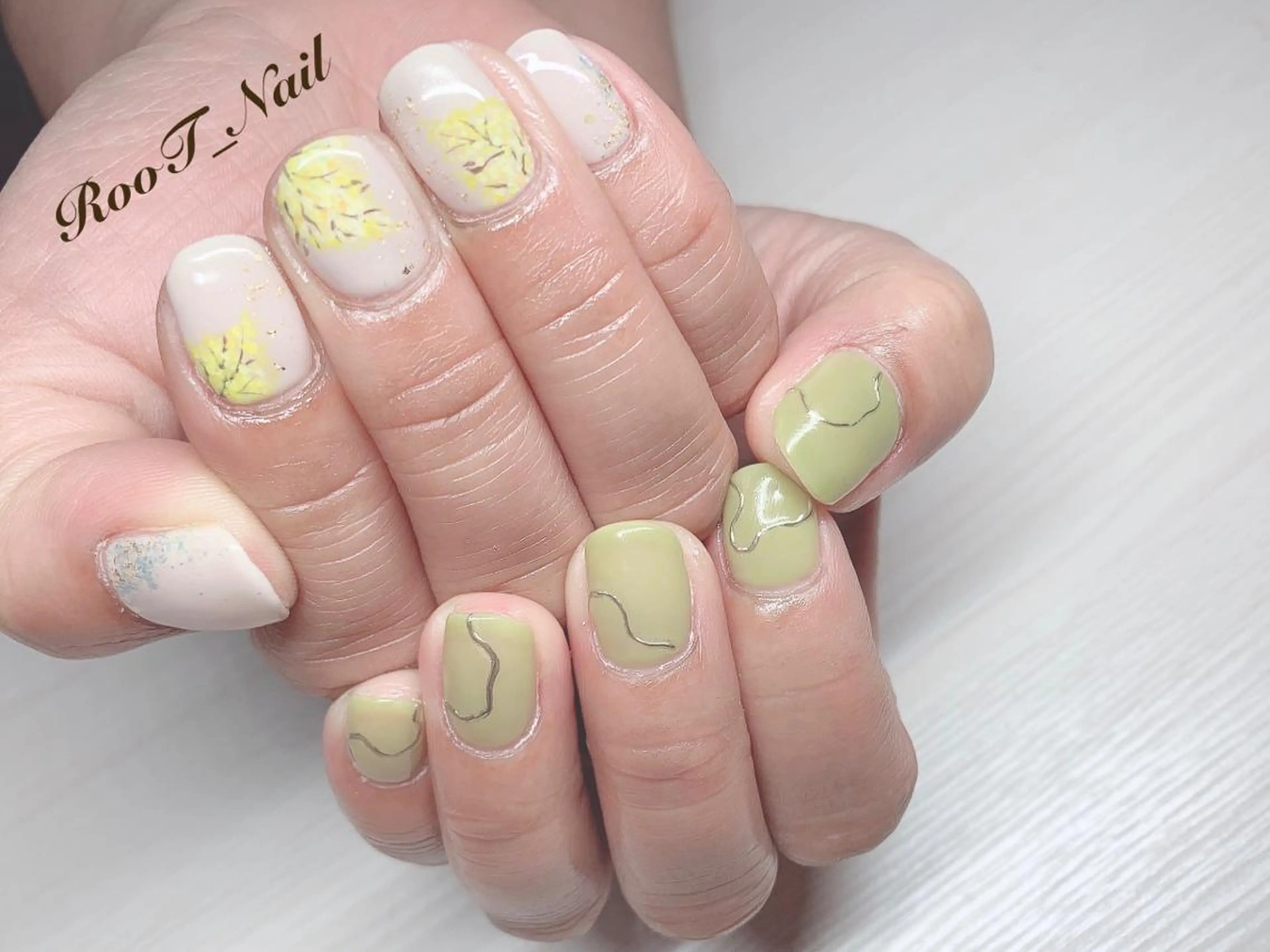 メンズ ネイル ピスタチオネイル ハンドネイル RooT Nailのネイルデザイン