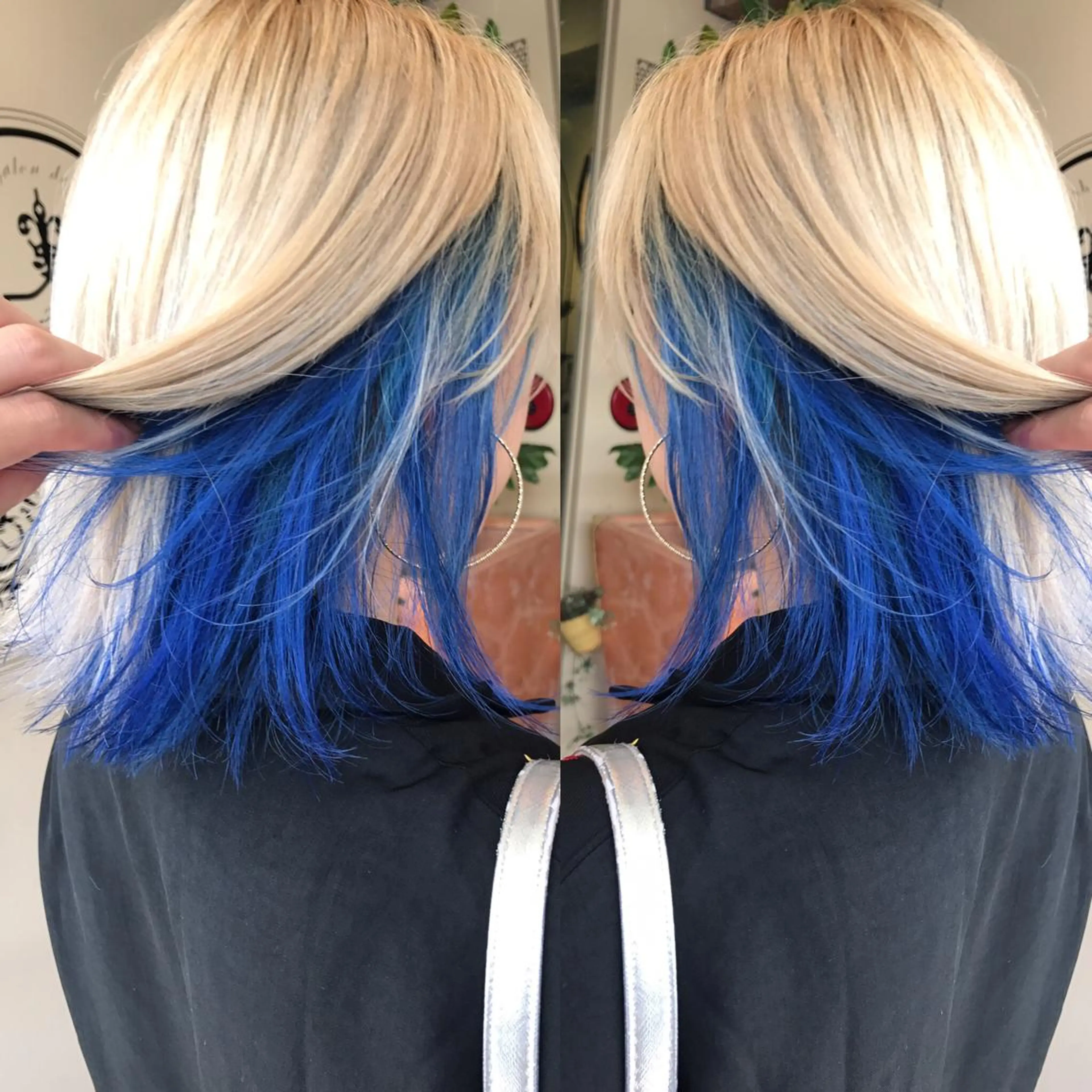 ミディアム カラー パーマ ヘアアレンジ メンズ キッズ ネイル マツエク・マツパ メンズハイトーン ブルーカラー ハイトーンカラー ブルー サロンドミルク 原宿のヘアスタイル