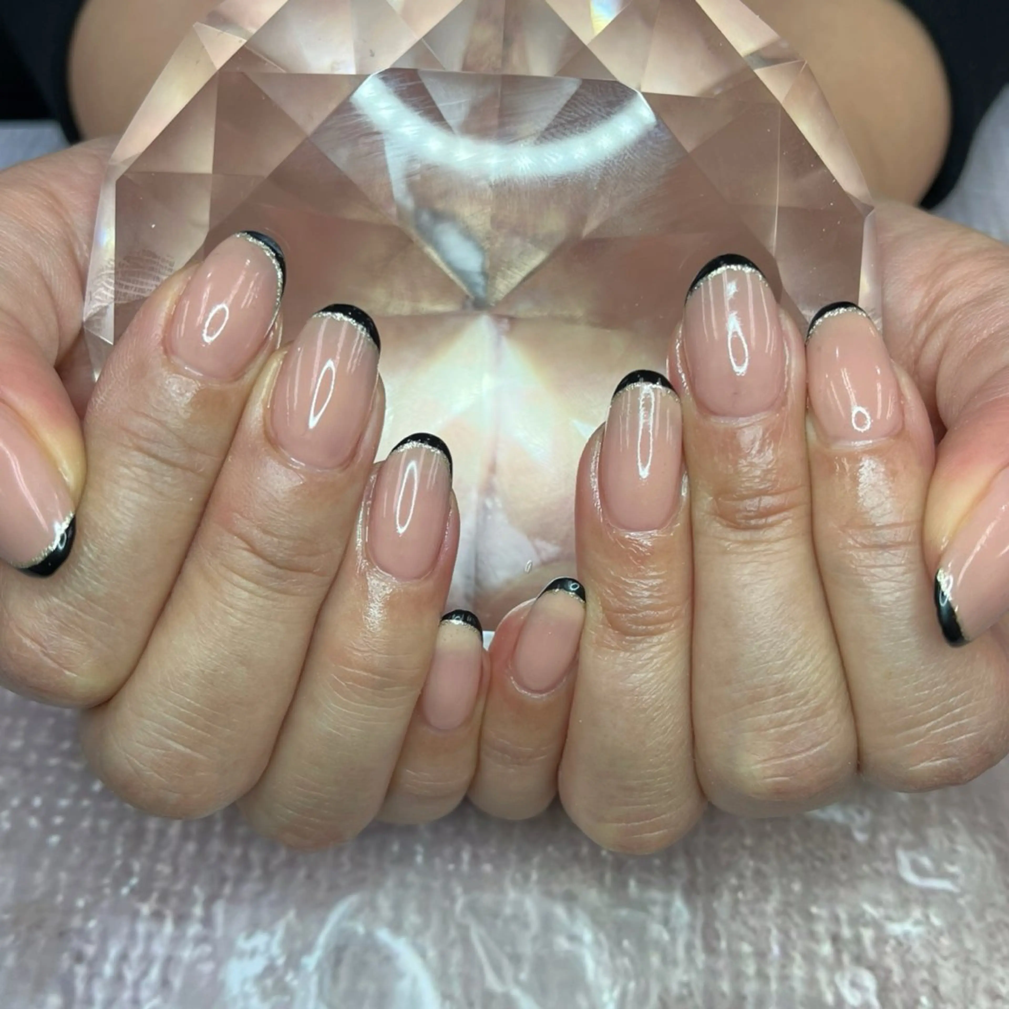 ネイル フレンチネイル ラメ(グリッター) BlueDaisy 栄本店のネイルデザイン