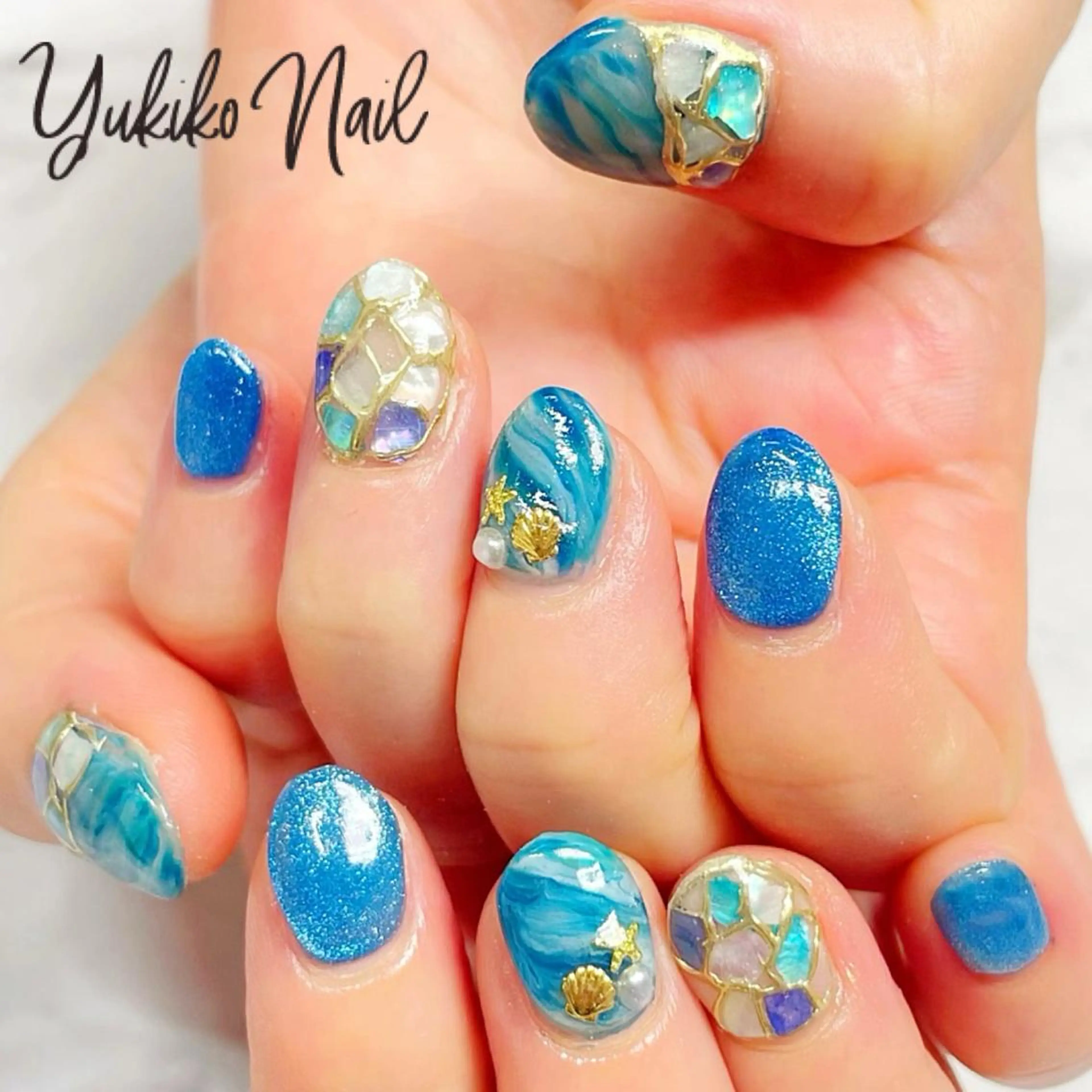 ネイル アートネイル フットネイル マグネットネイル おそろいネイル 夏ネイル ハンドネイル ユキコ ネイルのネイルデザイン