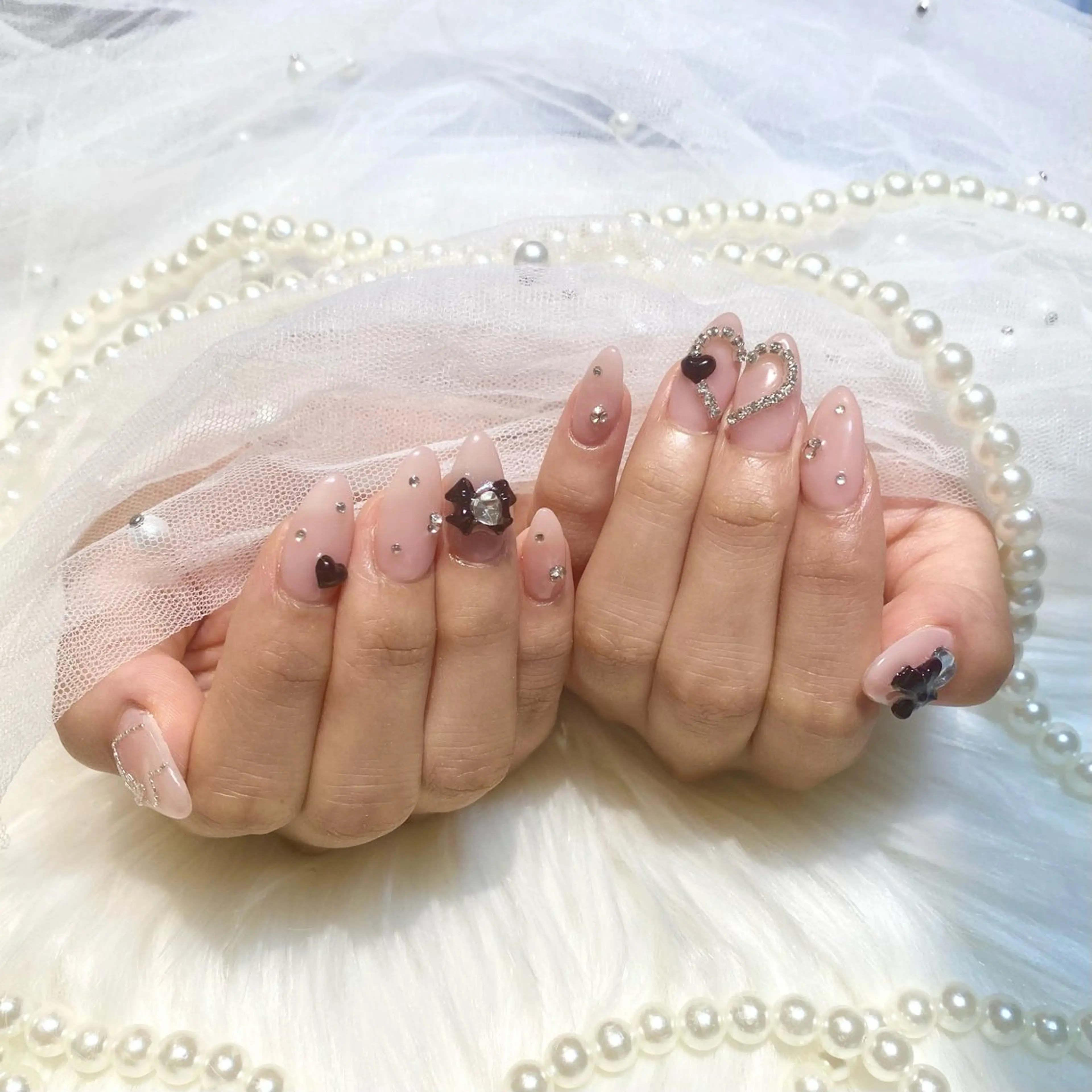 ⭐️オフなし⭐️チップ長さ出し10本 ワンカラーorラメグラ＋90分パーツ付け放題の写真