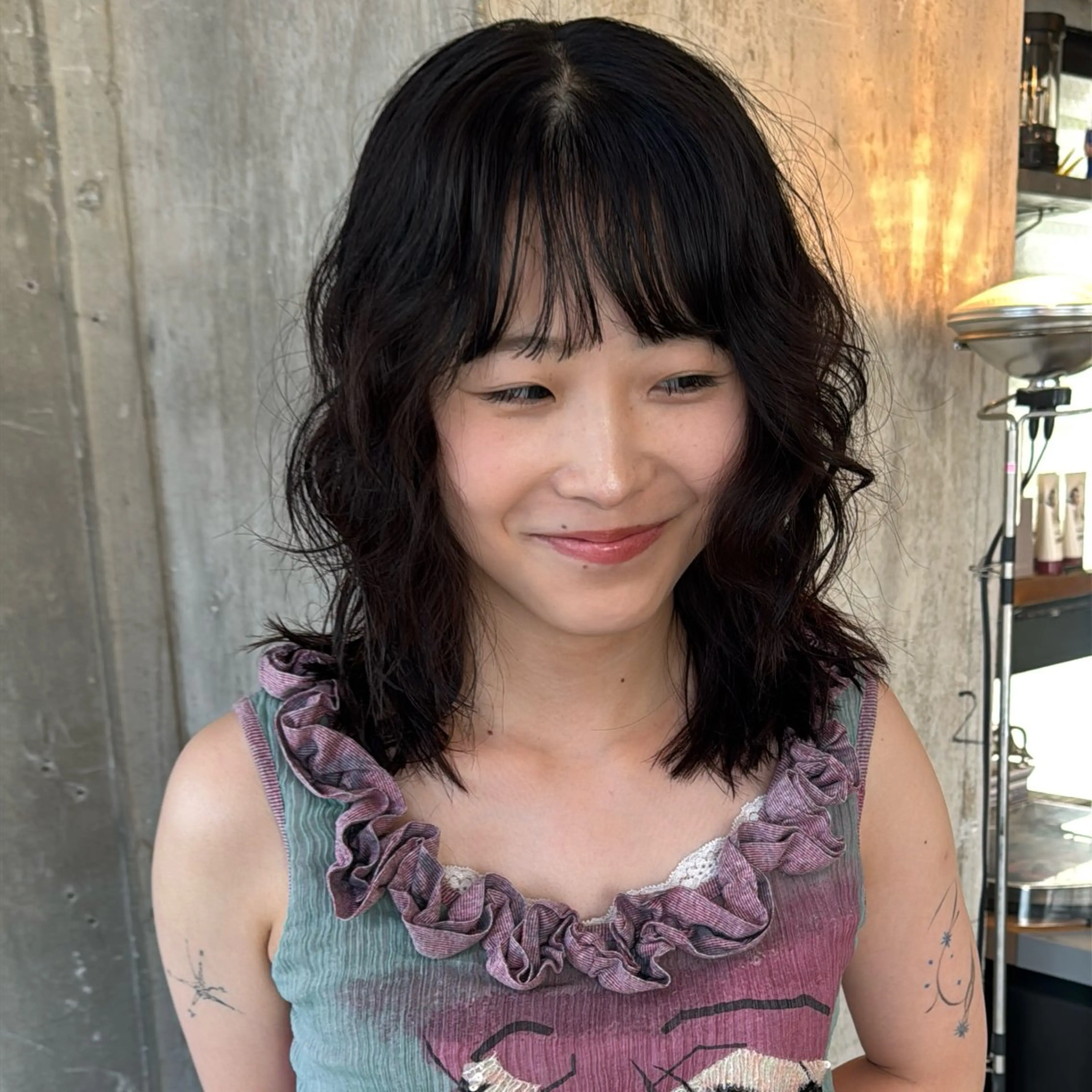 ミディアム パーマ ミディアムパーマ 韓国風ヘア レイヤーカット 似合わせカット カット パーマ トリートメント 🍈yurina 福岡/パーマ🍈のヘアスタイル