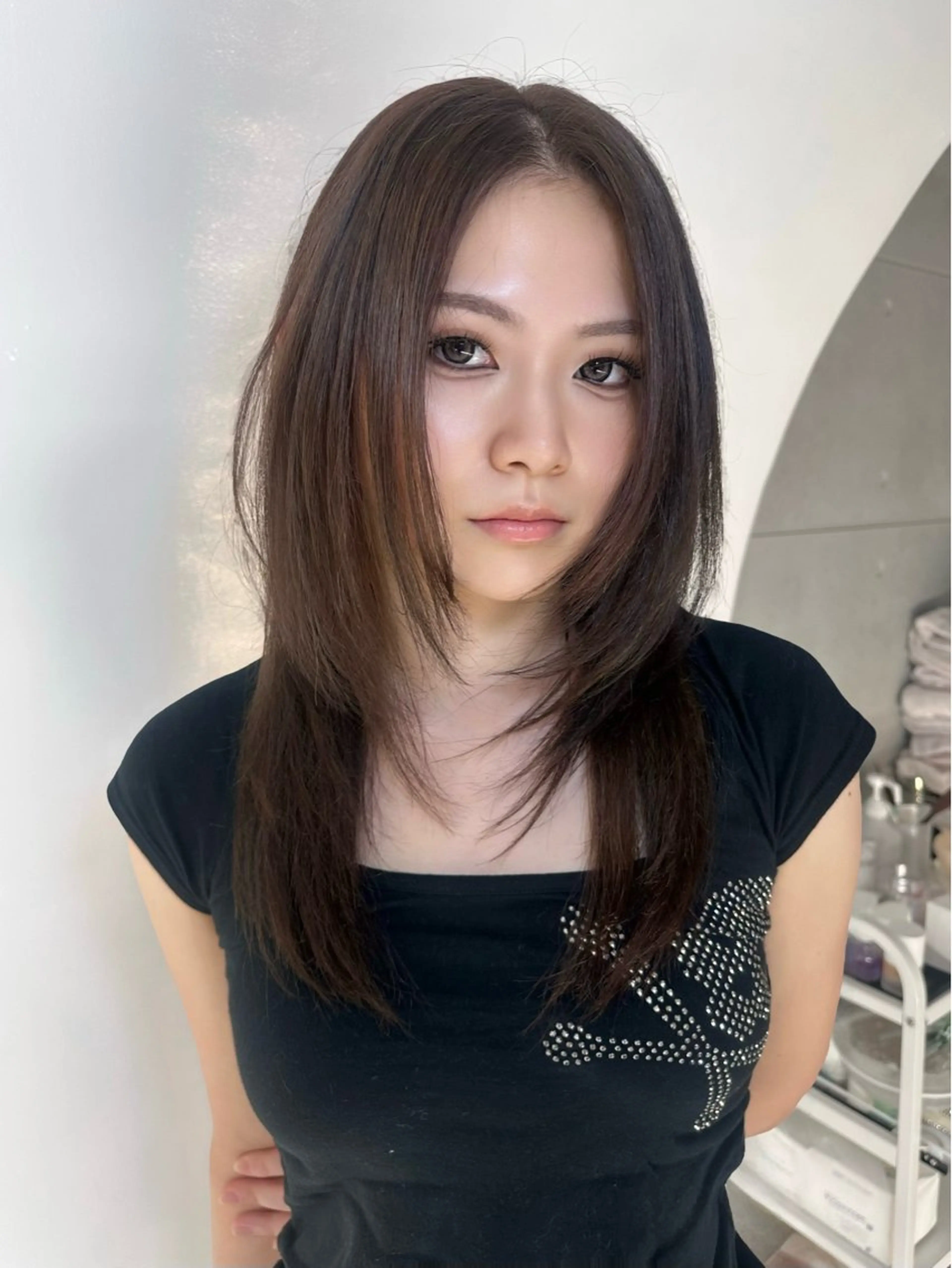 セミロング カラー カット ヘアカラー トリートメント RiA/レイヤーカッ ト/ハッシュカットのヘアスタイル