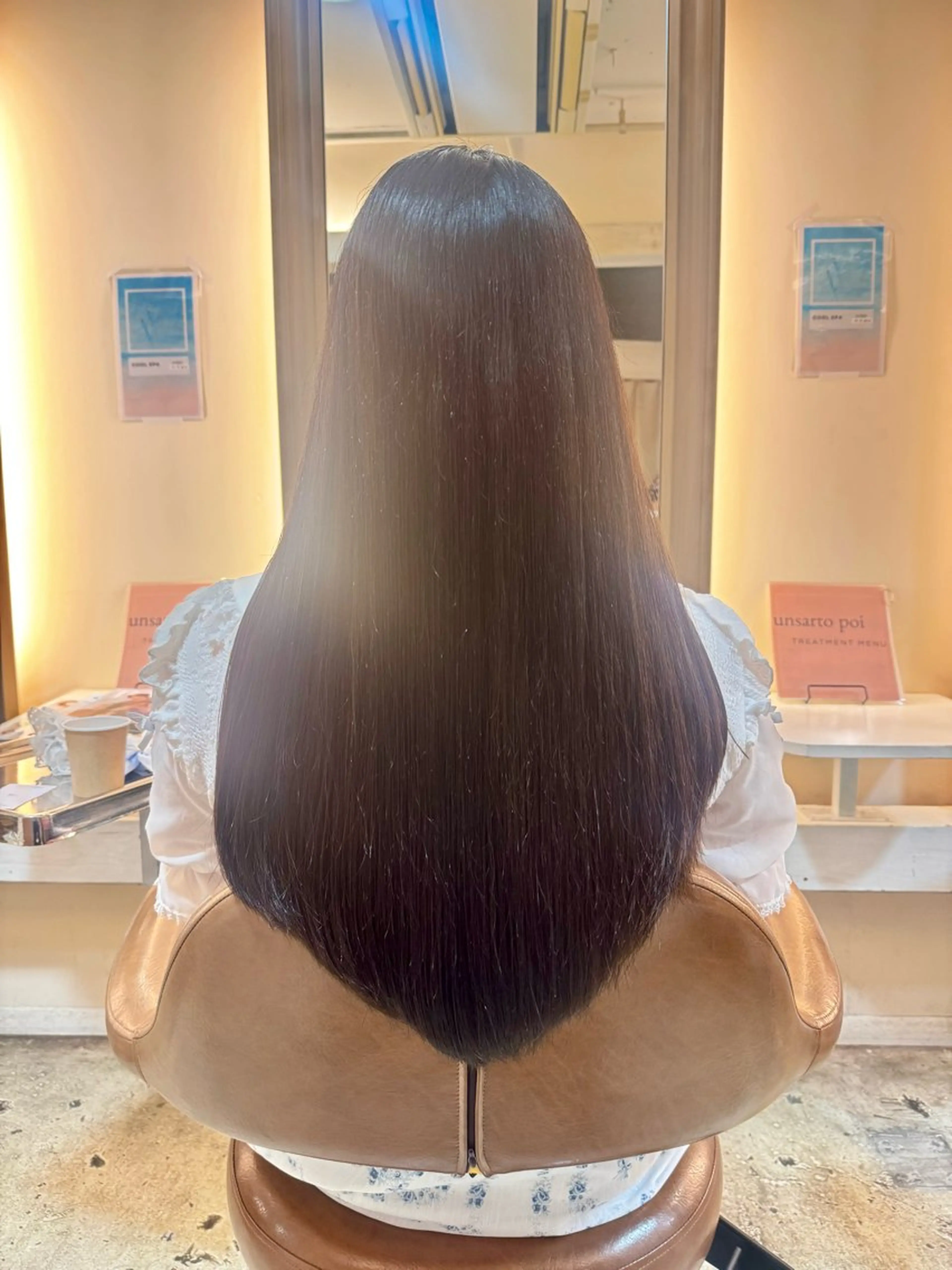 ロング カット 縮毛矯正 トリートメント ヘッドスパ タツキ／レイヤー／ パーマ／艶カラーのヘアスタイル