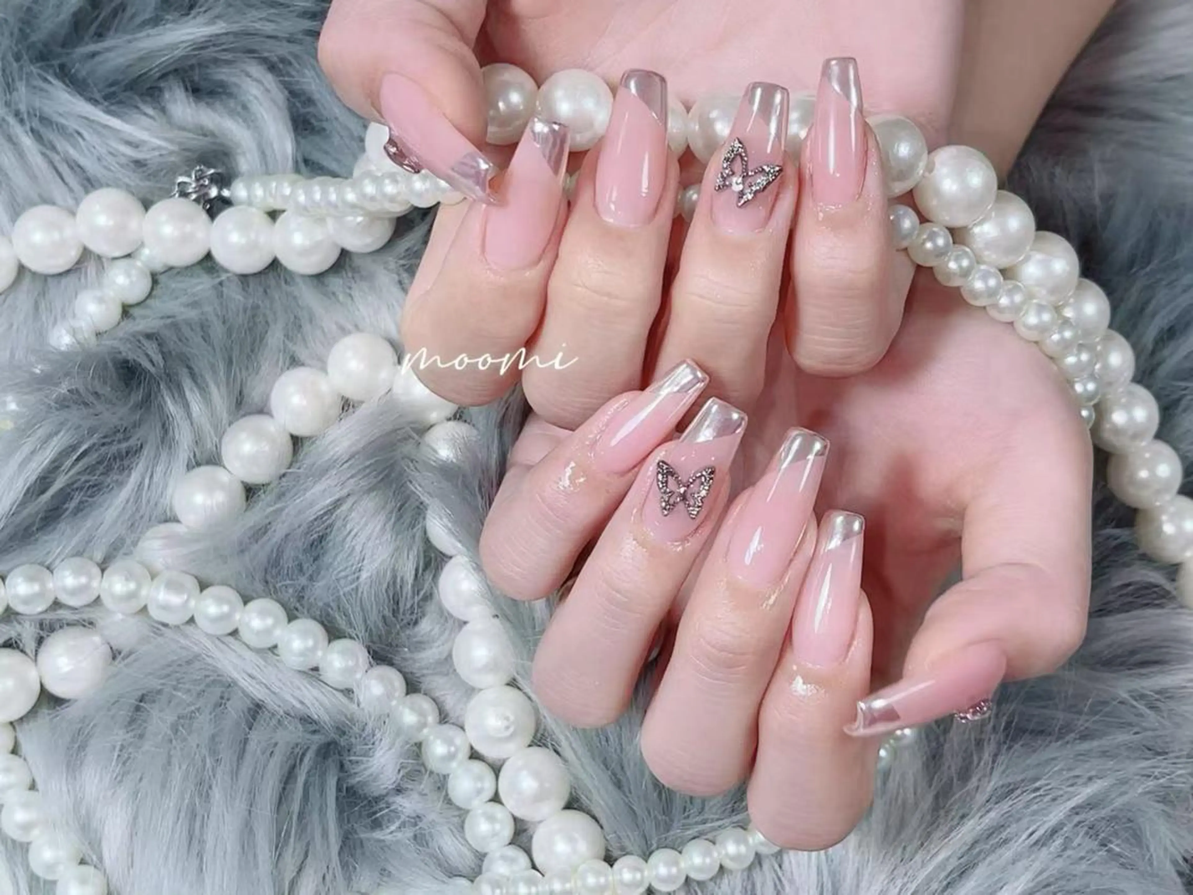 ネイル 長さ出し ジェルネイル グラデーション 韓国ネイル マグネットネイル moomi nail スカルプ専門のネイルデザイン