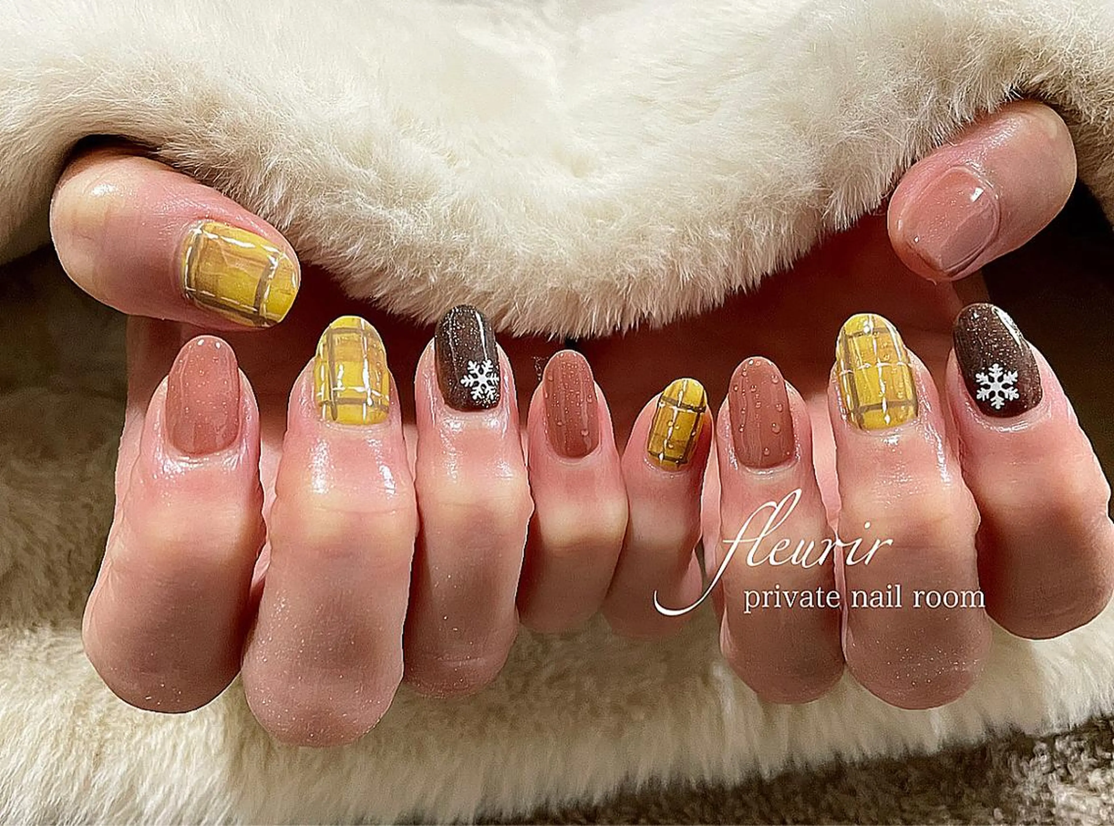 ネイル ブラウン フルリール 【プライベートサロンのネイルデザイン